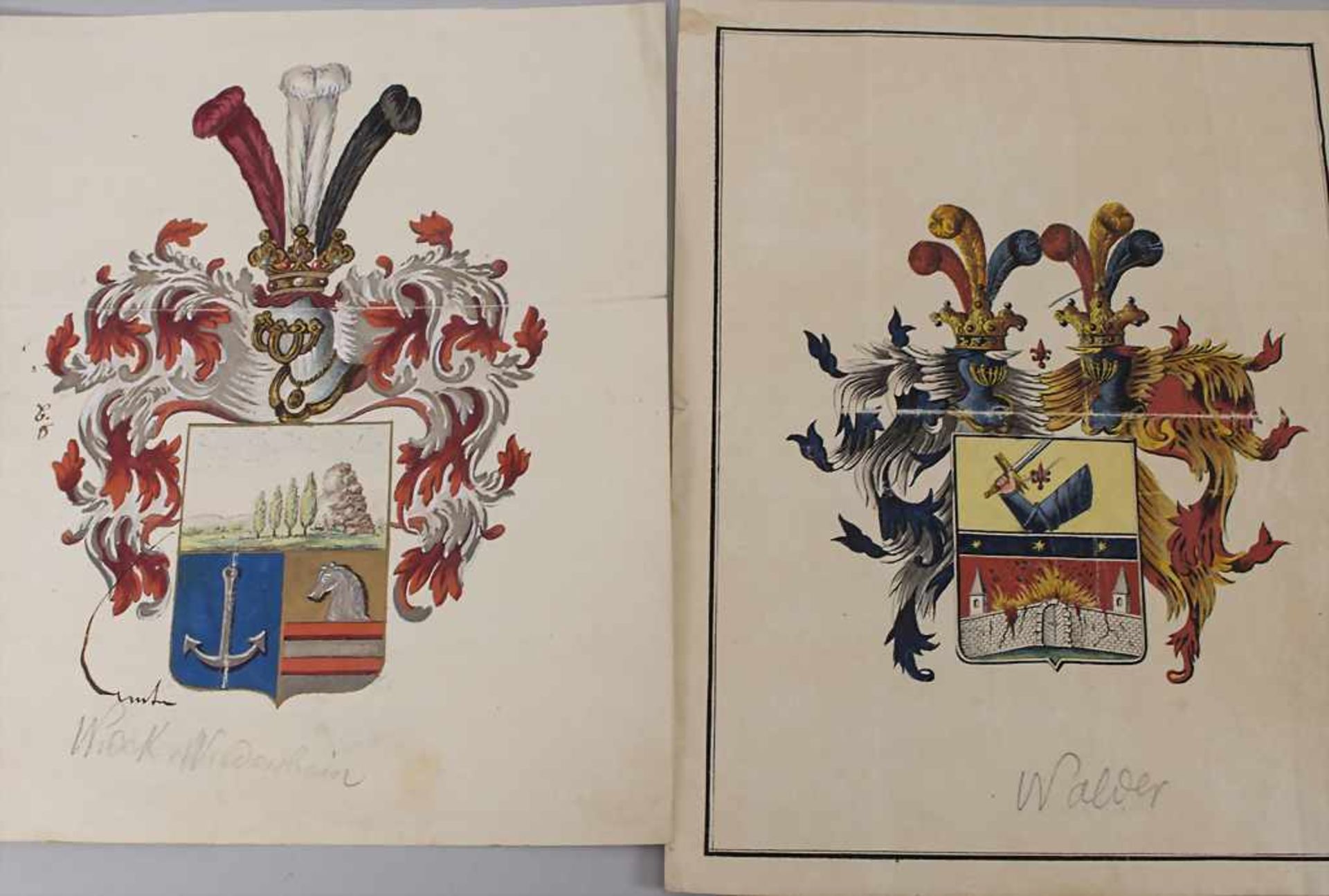 Heraldik: Sammlung 7 Adelswappen / A collection of 7 noble coats of arms, 18. Jh.Techn - Bild 3 aus 4