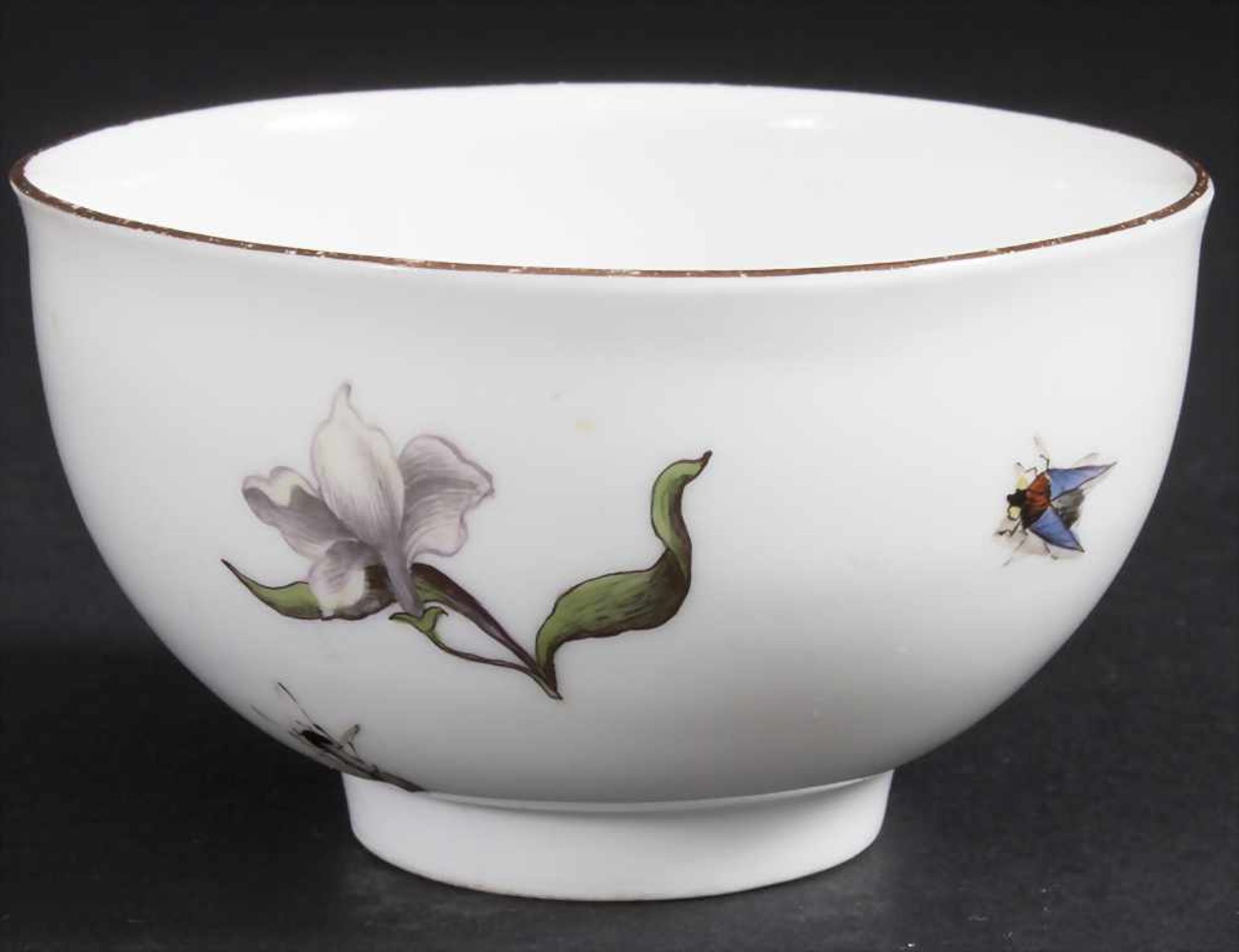 Koppchen mit Holzschnittblumen und Insekten / A cup with woodcut flowers and insects, Meissen, u - Bild 2 aus 5