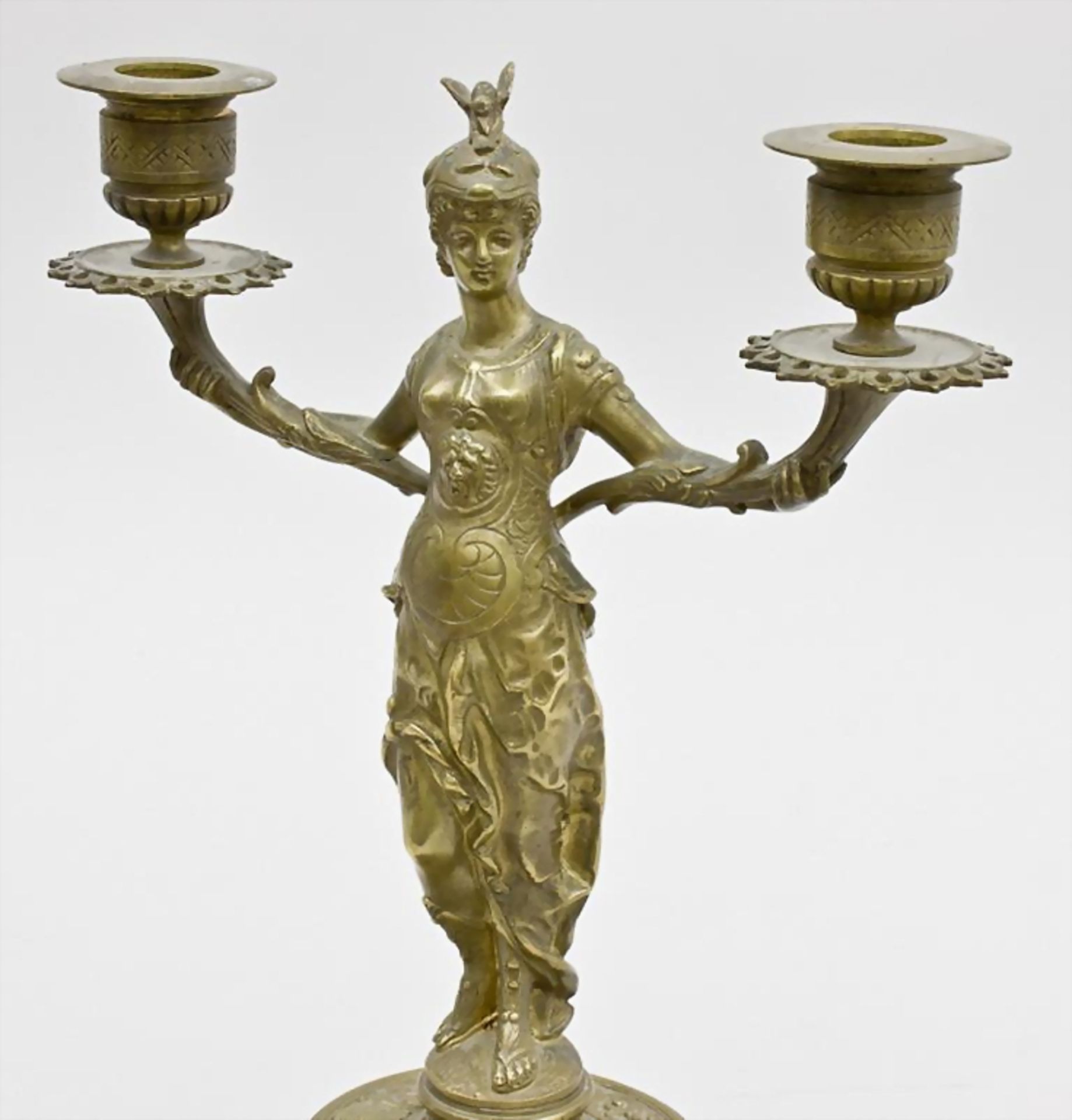 Figürlicher Kerzenleuchter/Figural Bronze Candleholder Depicting A Female Warrior , Frankreich, - Bild 5 aus 5