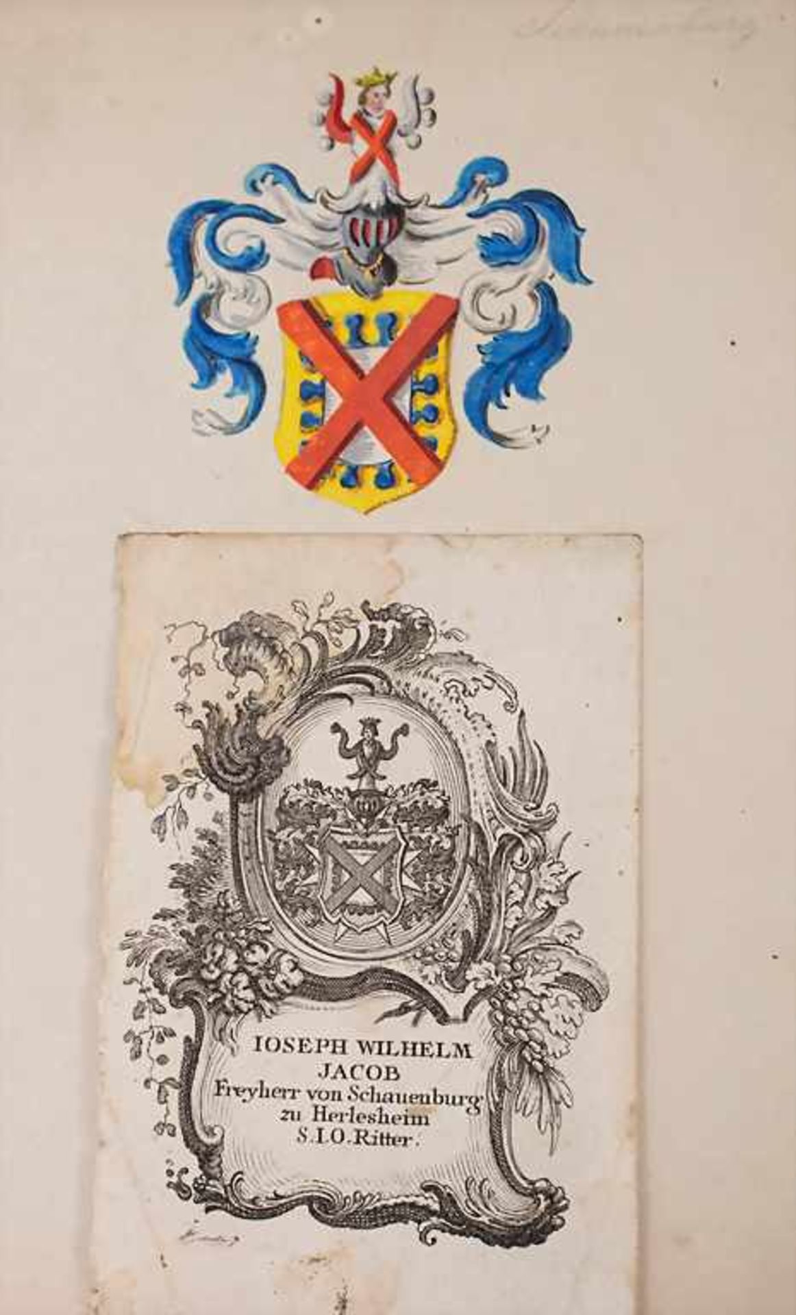 Heraldik: Sammlung 6 Adelswappen / A collection of 6 noble coats of arms, 18. Jh.Techn - Bild 2 aus 5