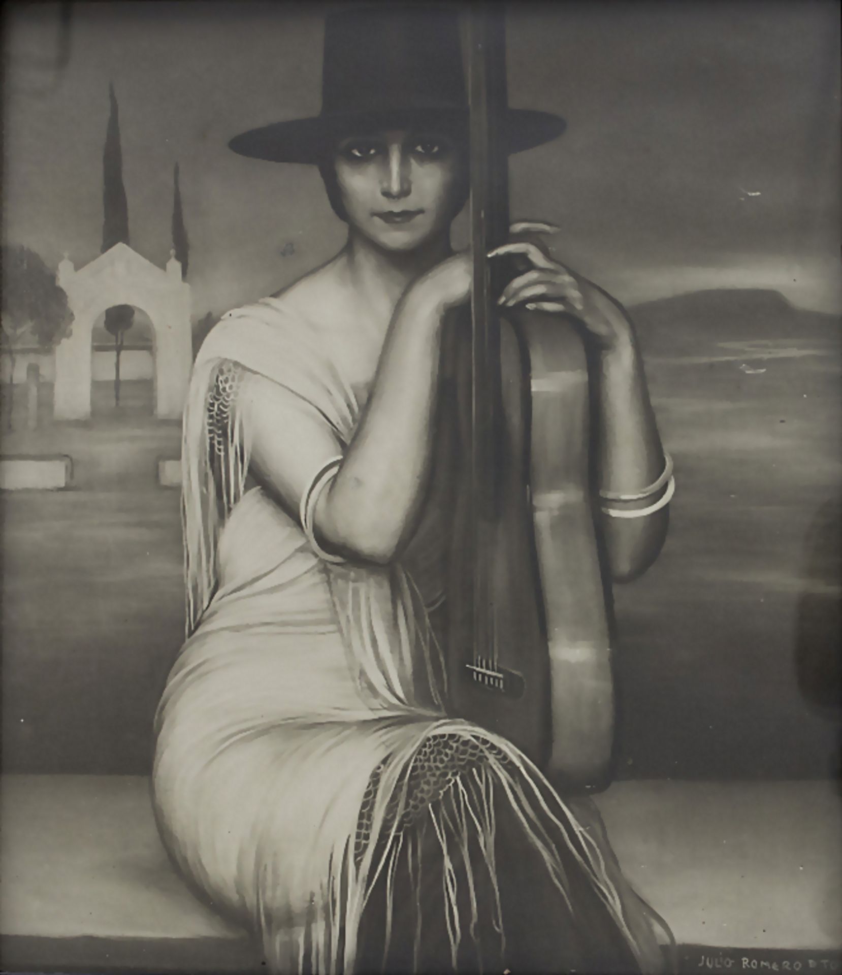 Julio Romero de Torres (1874-1930), gerahmte Fotographie, wohl 'Dora La Cordobesita'Te