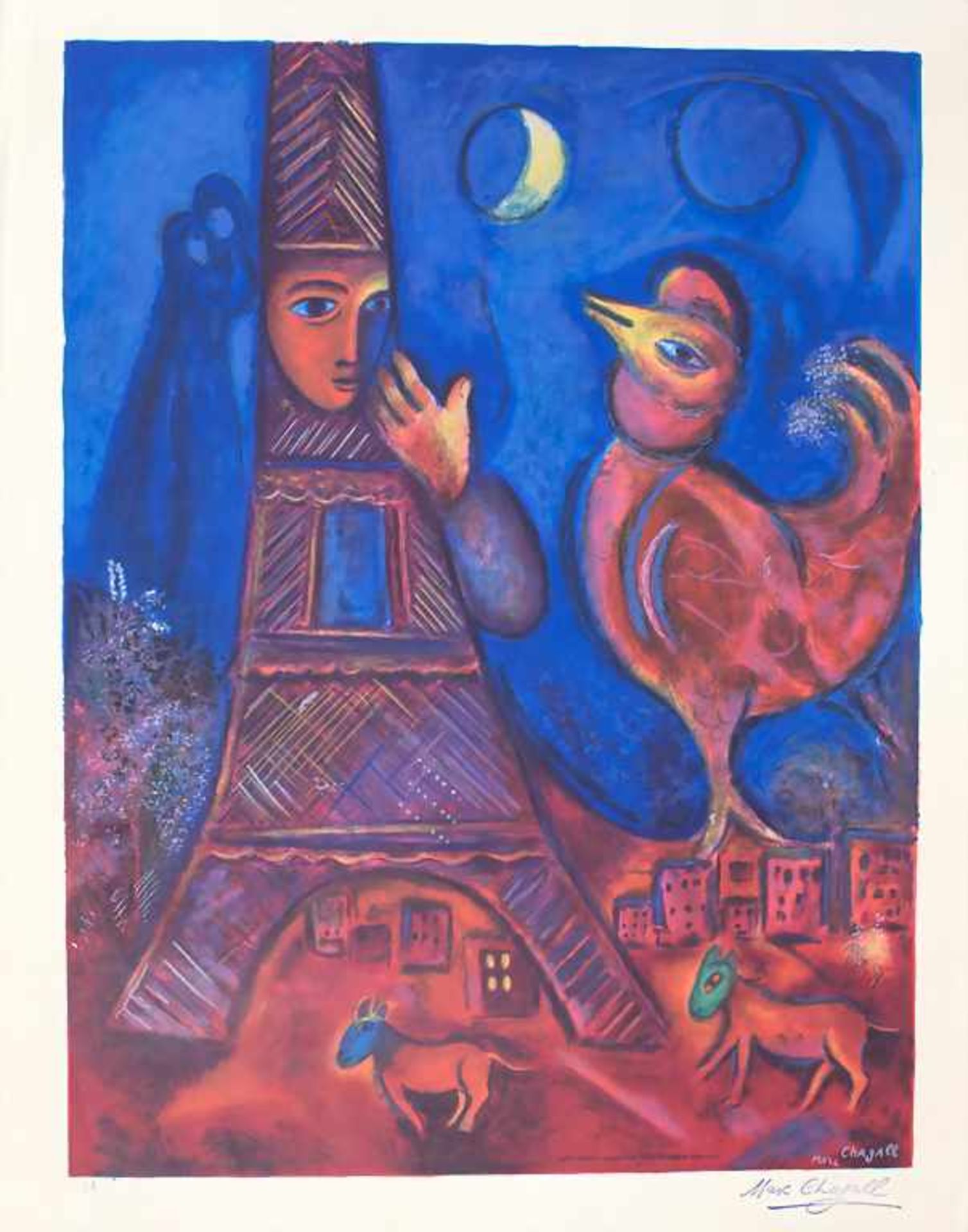 Marc Chagall (1887-1985), 'Bonjour Paris'Technik: Farblithografie auf Papier, Sign