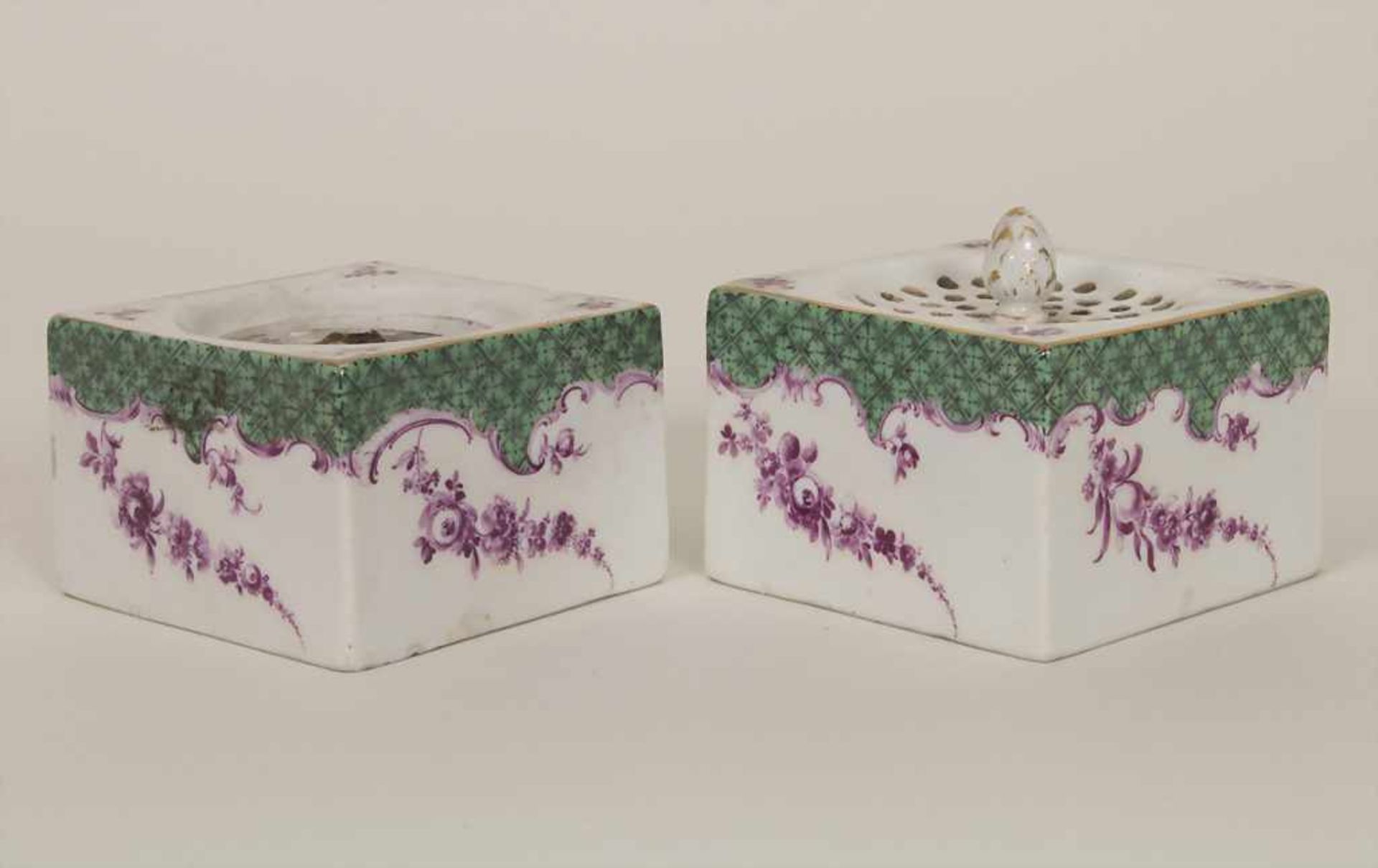 Tintenfass und Sandstreuer / An inkwell and sand caster, Meissen, um 1820Material: Por - Bild 2 aus 6