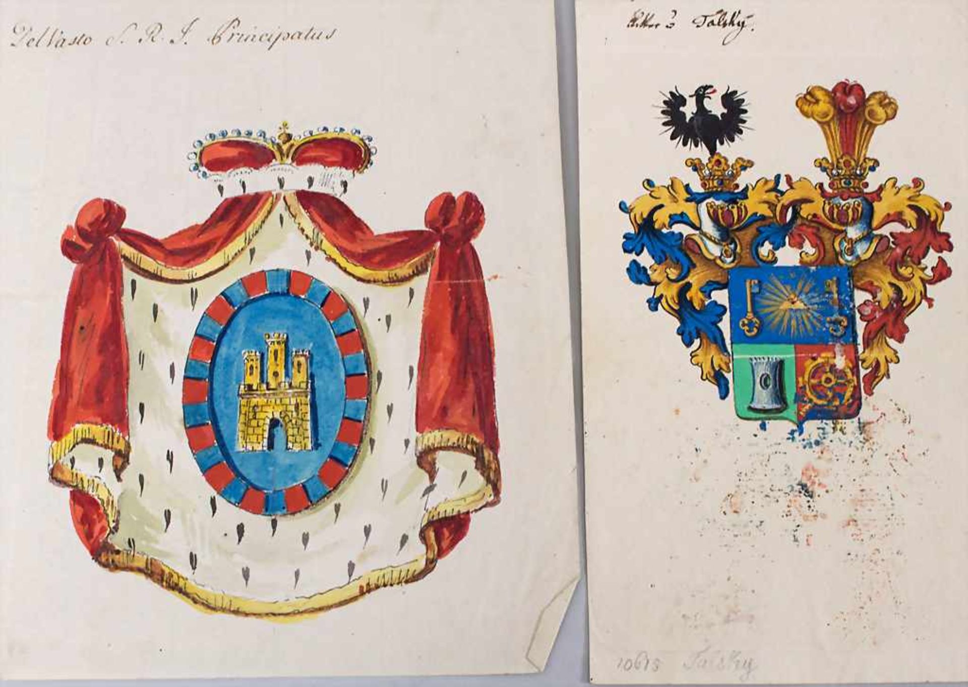 Heraldik: Sammlung 6 Adelswappen / A collection of 6 noble coats of arms, 18. Jh.Techn - Bild 5 aus 5