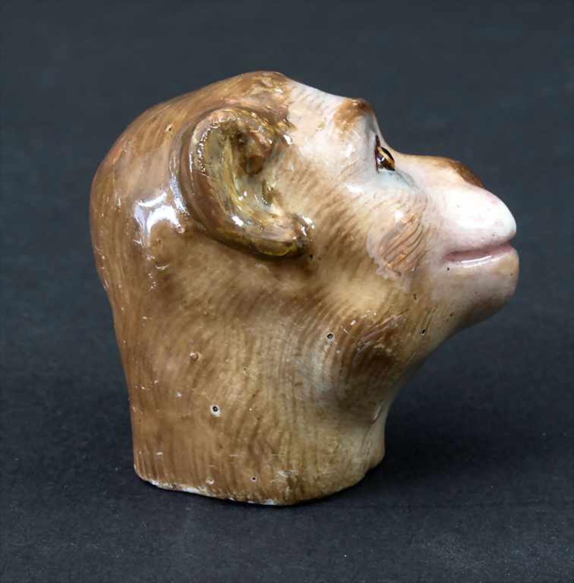 Affenkopf / A monkey's head, Meissen, 19. Jh.Material: Porzellan, glasiert und farbig - Image 5 of 8