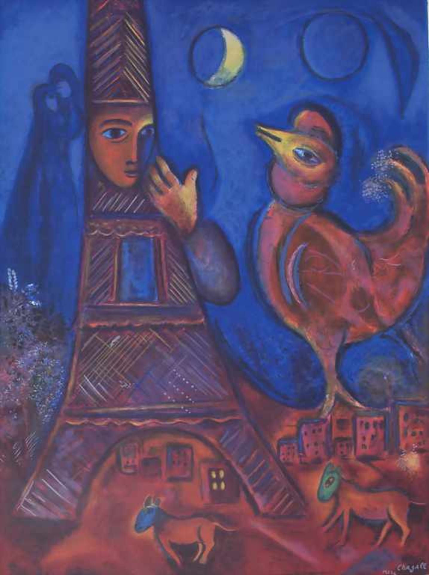 Marc Chagall (1887-1985), 'Bonjour Paris'Technik: Farblithografie auf Papier, Sign - Image 2 of 4