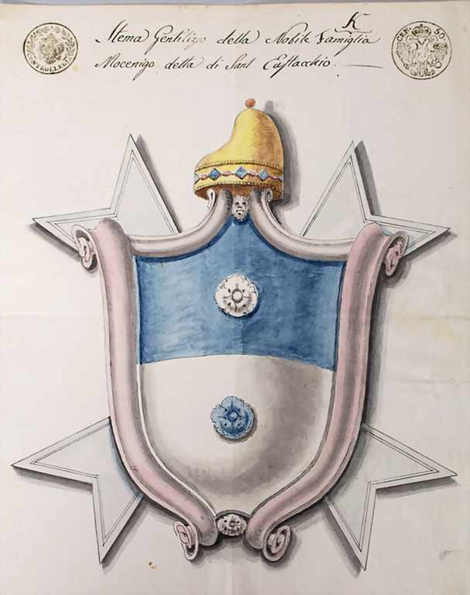 Heraldik: Sammlung 9 Adelswappen / A collection of 9 noble coats of arms, 18. Jh.Techn - Bild 3 aus 8