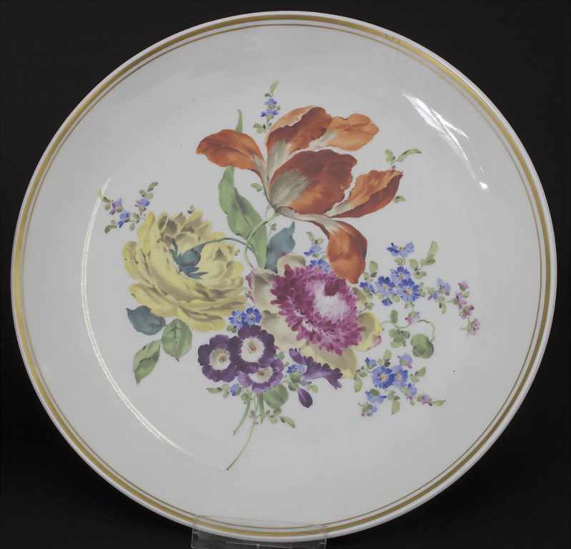 3 Wandteller mit Blumenmalerei / 3 decorative plates with flowers, Meissen, 20. Jh.Mat - Bild 9 aus 14