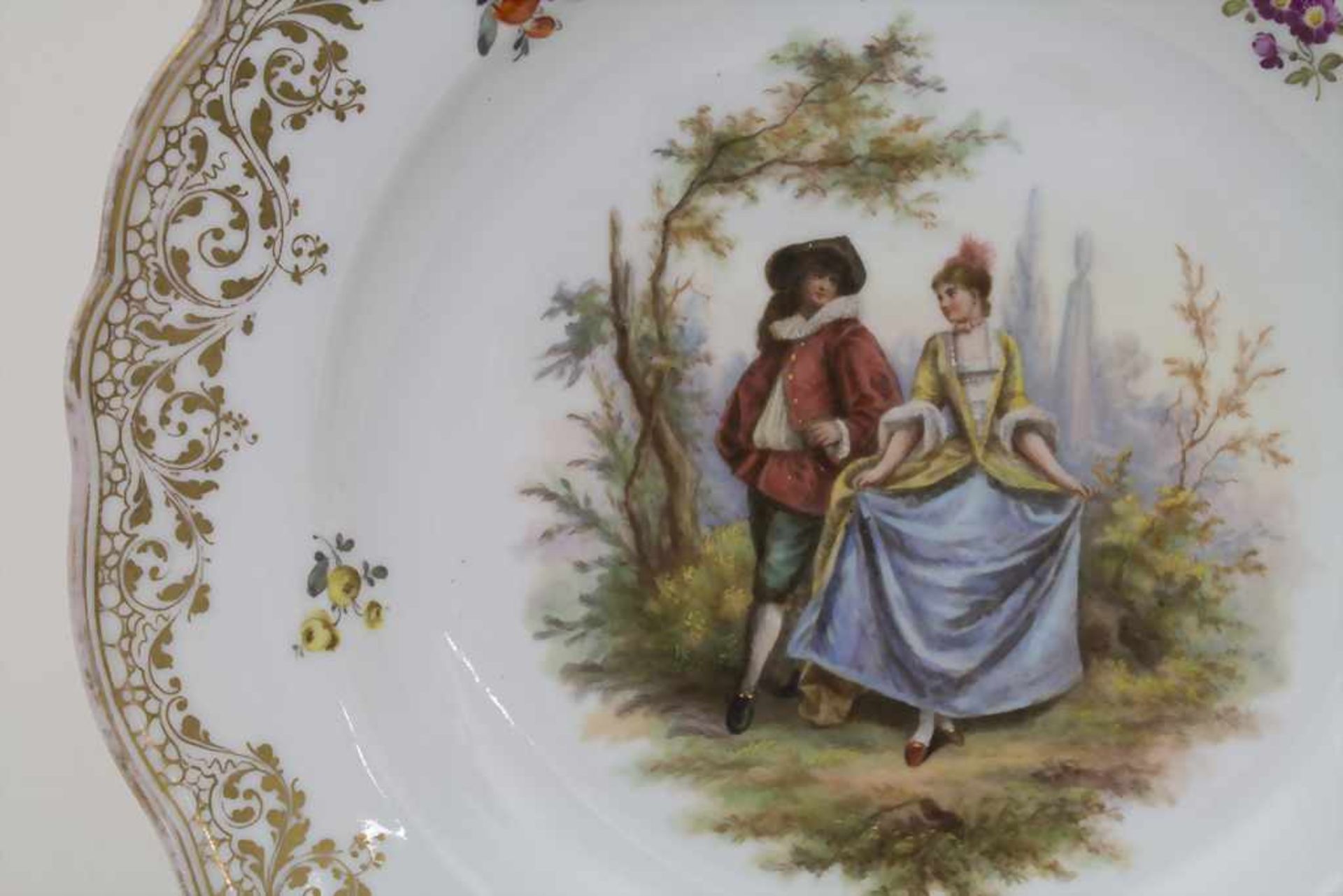 Teller mit galanter Szene / A plate with a romantic scene, Meissen, Mitte 19. Jh.Mater - Bild 2 aus 4