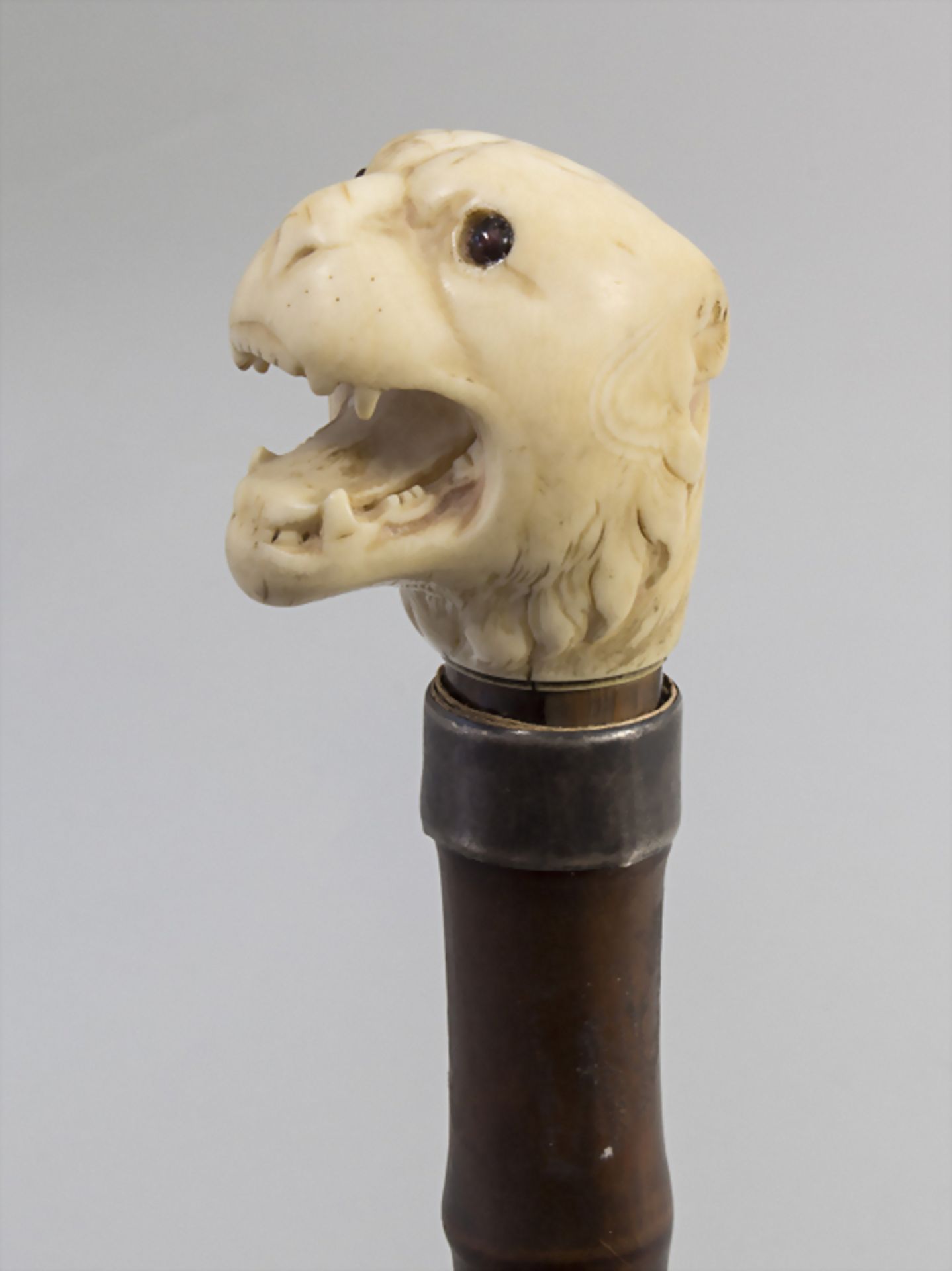 Gehstock mit Elfenbeingriff 'Panther' / A cane with ivory handle 'panther', um 1880Mat - Image 2 of 5