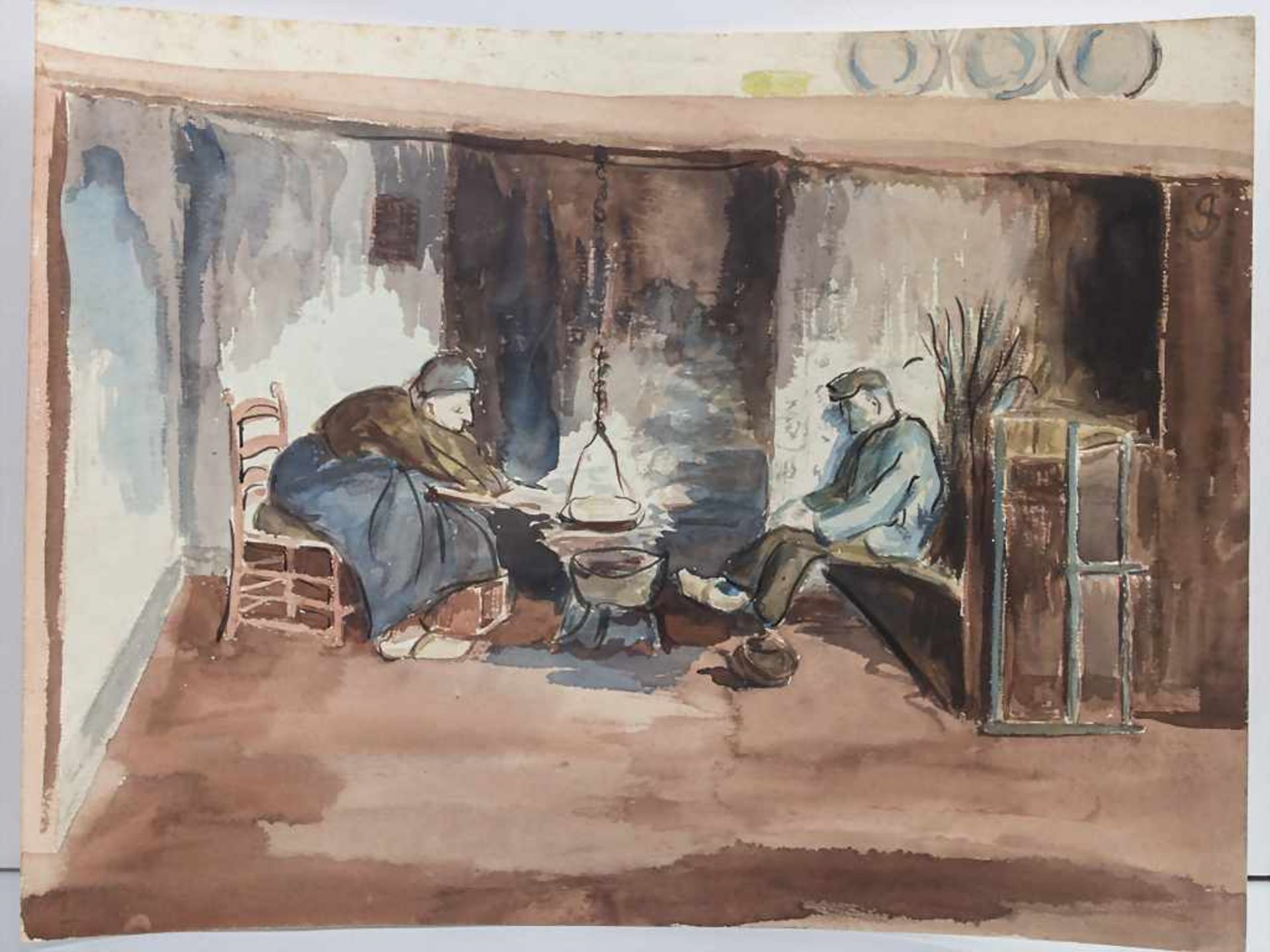 Jacques Schffenker (*1941), Interieur 'Bauernpaar' / An interior 'Farmer's couple'Tech - Bild 2 aus 4