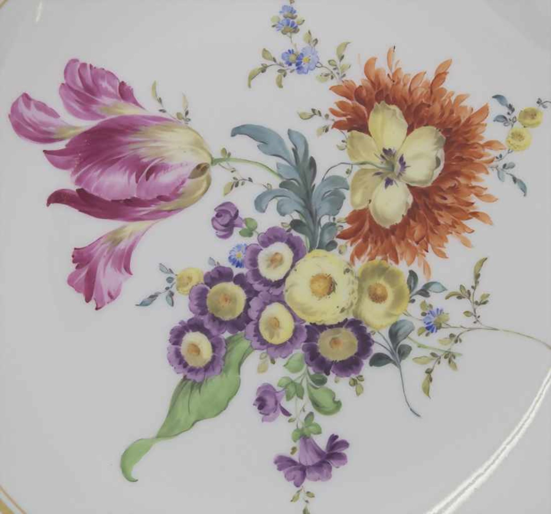 3 Wandteller mit Blumenmalerei / 3 decorative plates with flowers, Meissen, 20. Jh.Mat - Bild 7 aus 14