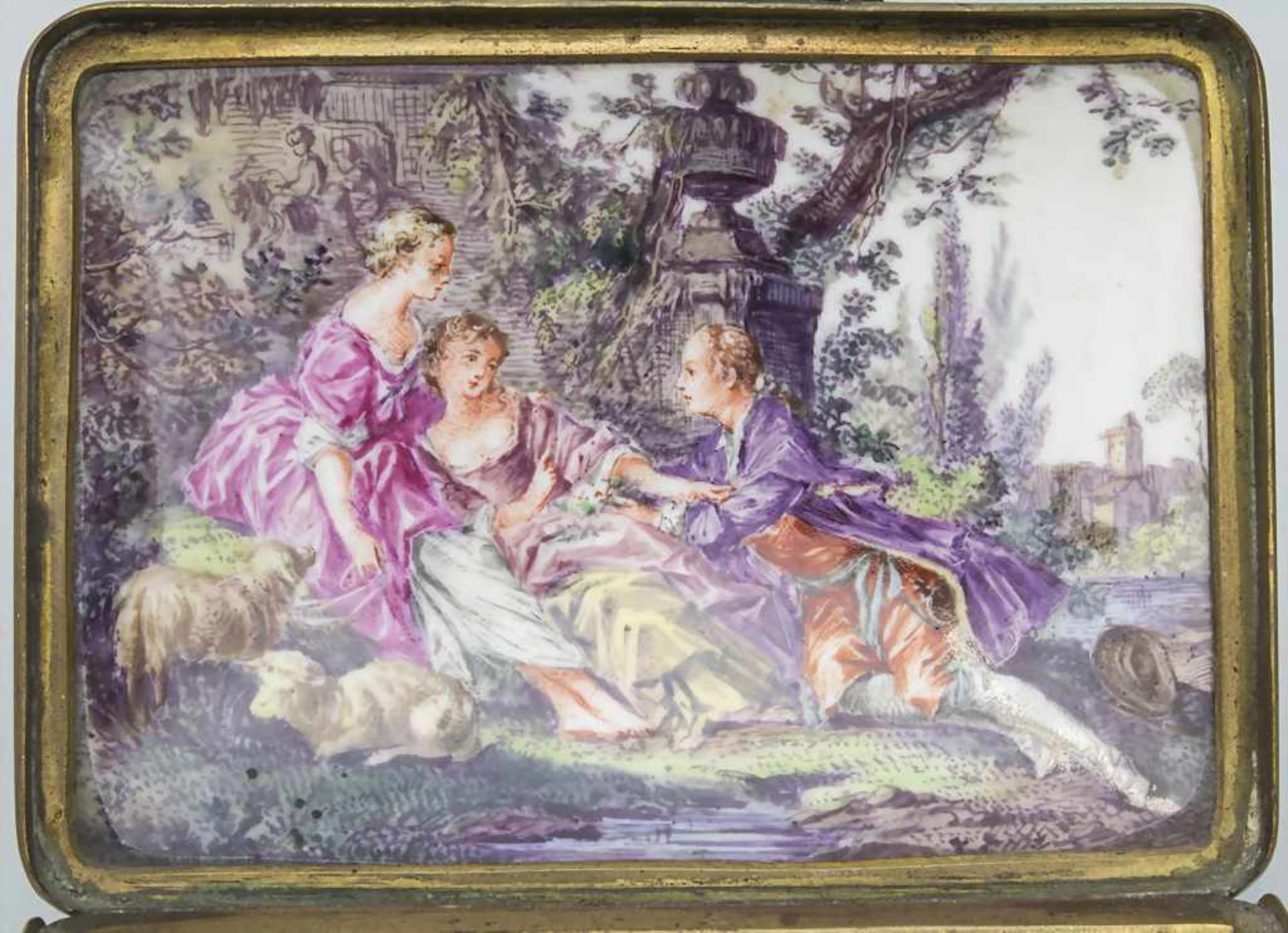 Tabatiere / Schnupftabakdose mit Watteau-Szenen / A snuff box with courting scenes, KPM Berlin, - Bild 12 aus 12