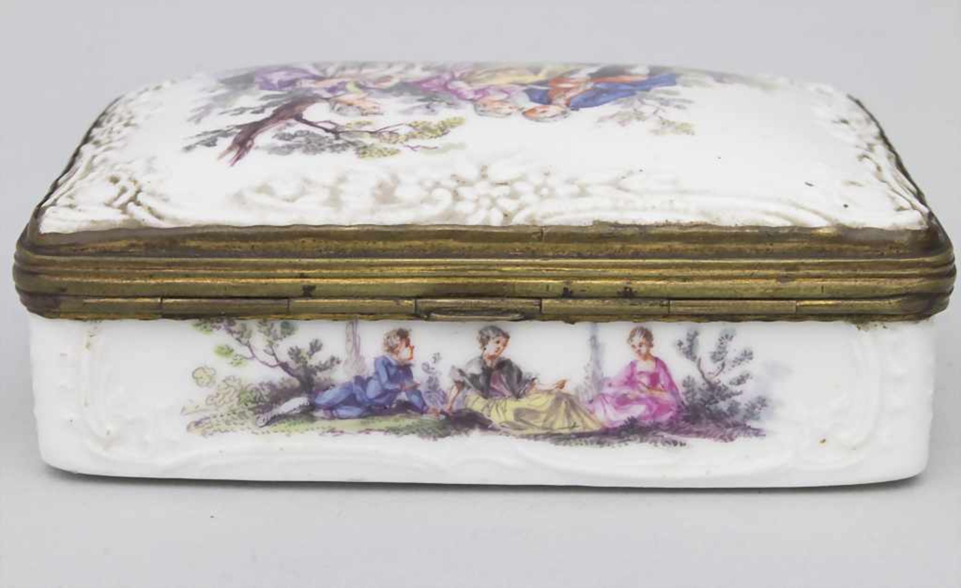 Tabatiere / Schnupftabakdose mit Watteau-Szenen / A snuff box with courting scenes, KPM Berlin, - Bild 8 aus 12