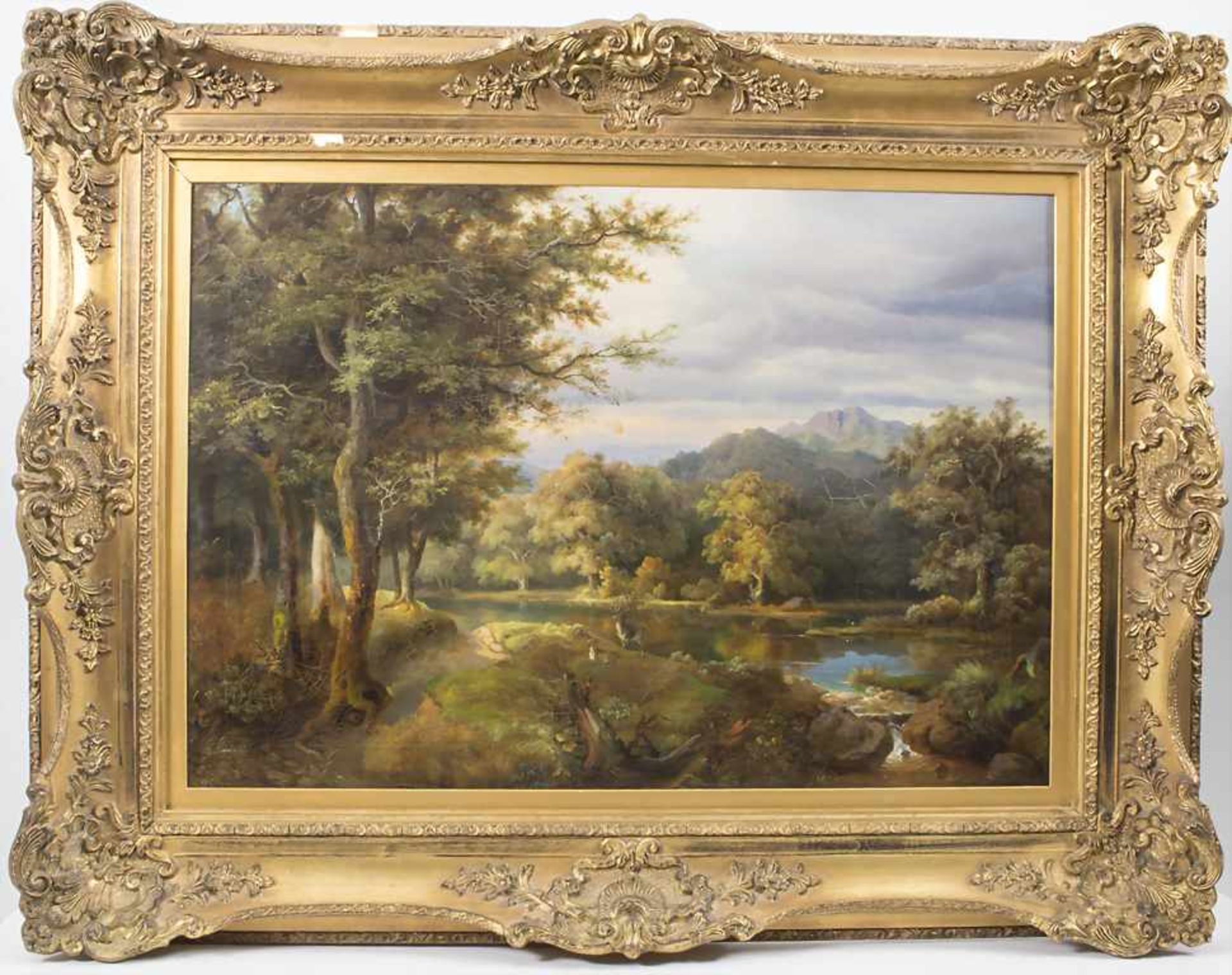 Kilian Metzinger (1806-1869), 'Bergsee mit Hirschen' / 'A mountain lake and deer'Techn - Image 8 of 9