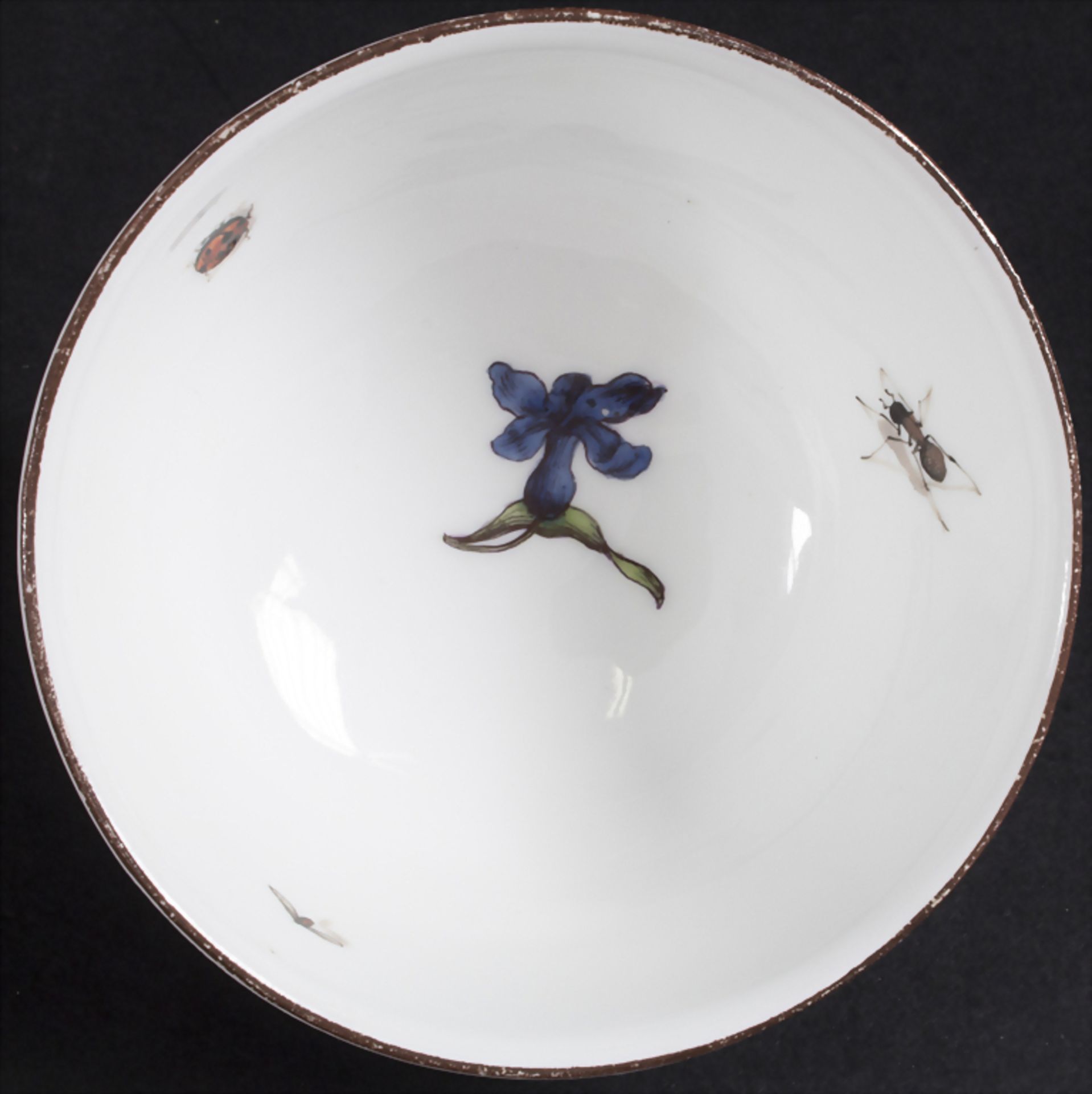 Koppchen mit Holzschnittblumen und Insekten / A cup with woodcut flowers and insects, Meissen, u - Bild 4 aus 5