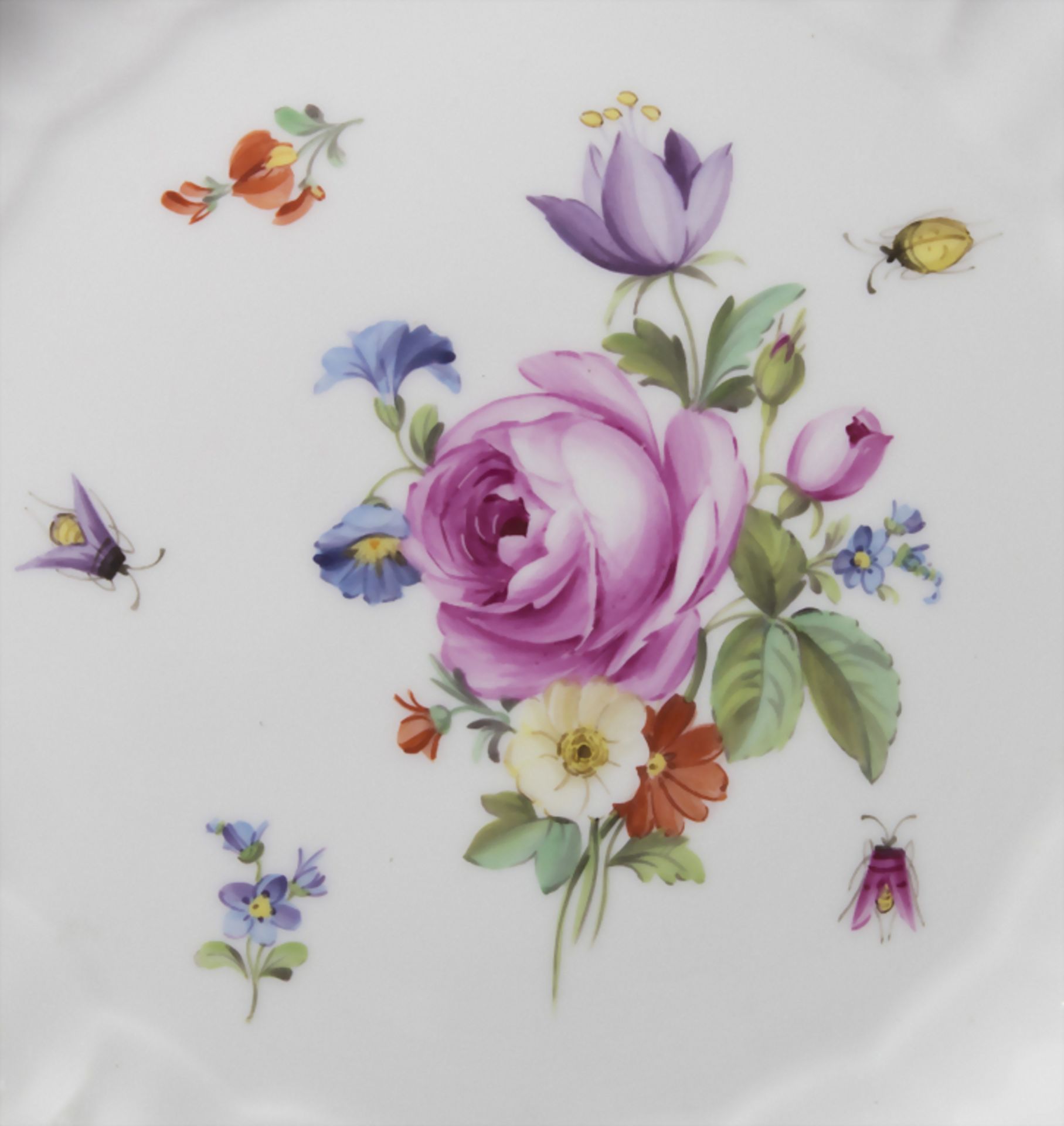 Teller mit Blumen und Insekten / A plate with flowers and insects, Meissen, um 1860Mat - Bild 2 aus 6