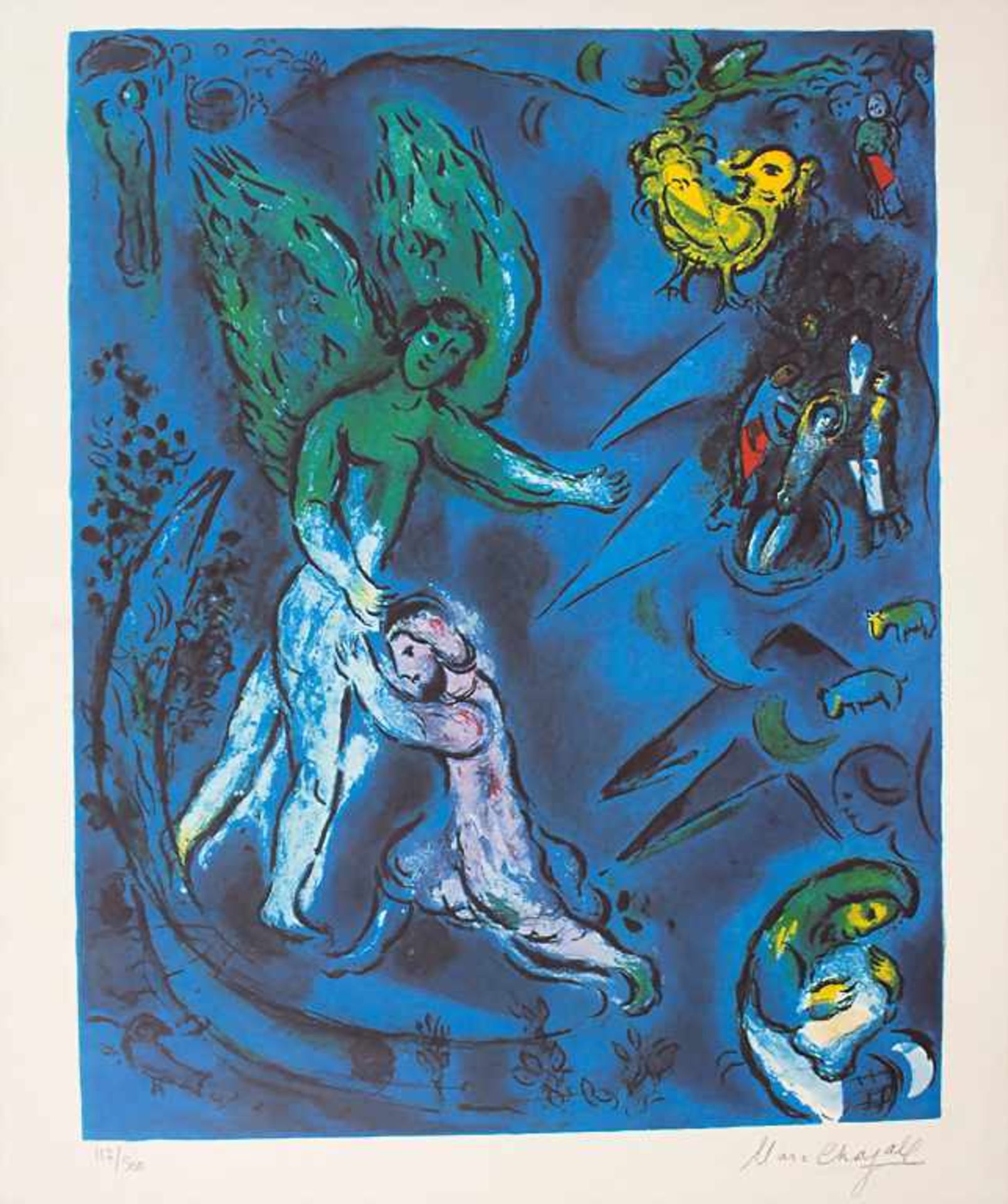 Marc Chagall (1887-1985), 'Jacob ringt mit dem Engel' / 'The struggle of Jacob and the angel'</b