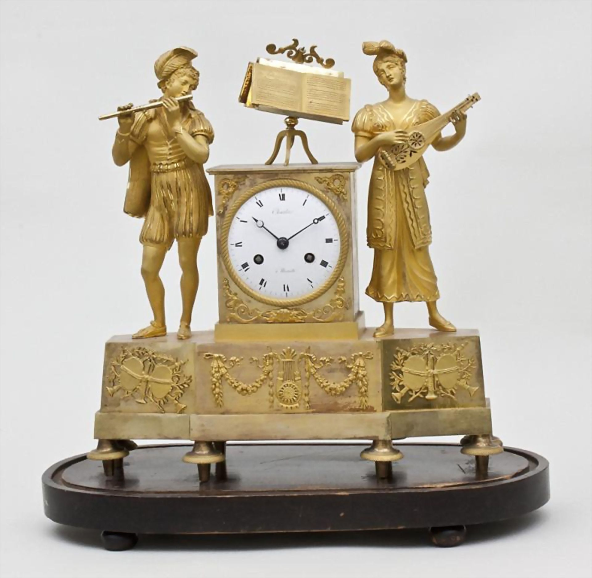 Pendule, Époque Restauration, Frankreich, um 1820allegorische Darstellung des Gesangs