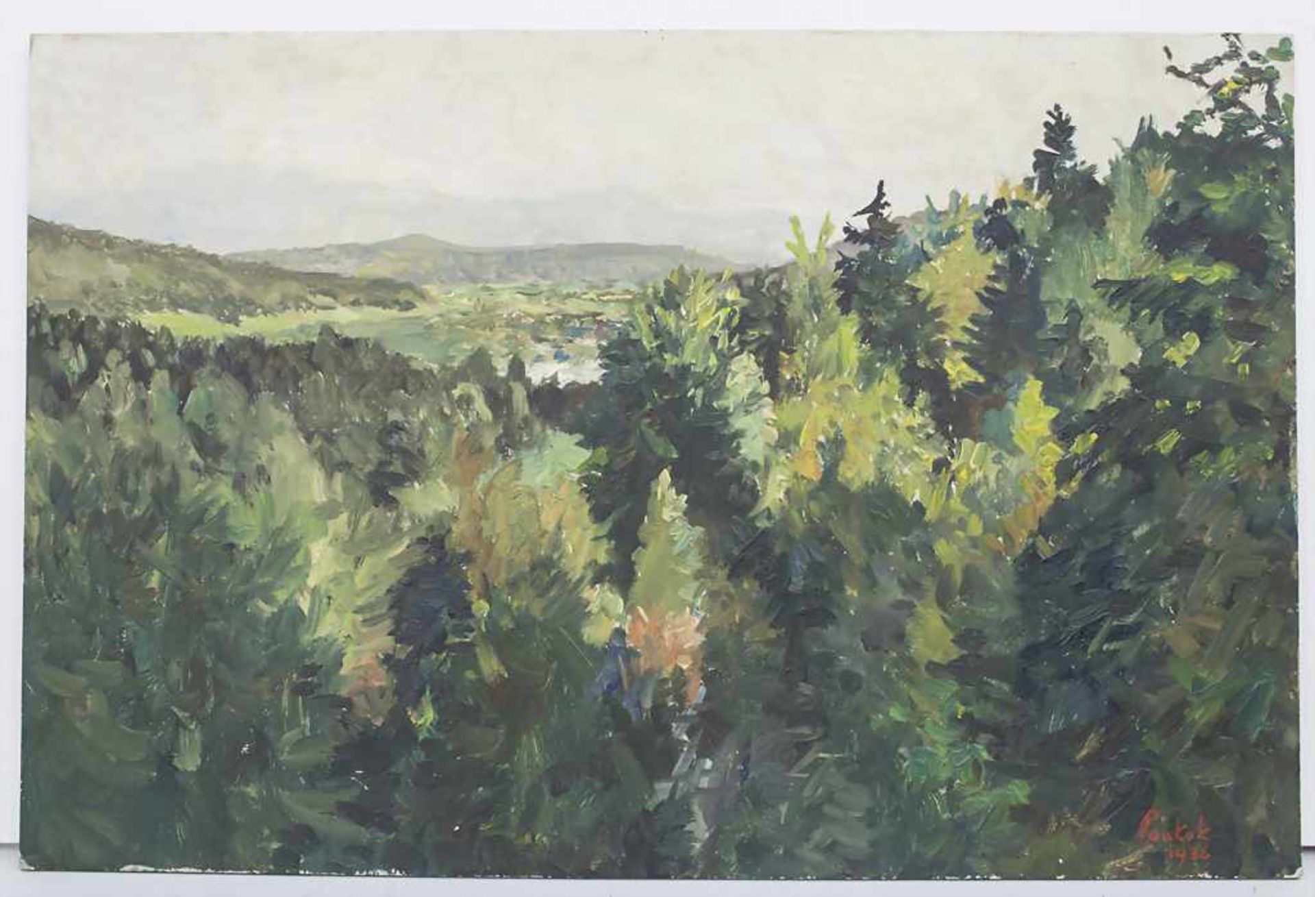 Bernhard Pankok (1872-1943), 'Hügelige Waldlandschaft' / 'A hilly forest landscape'Te - Bild 2 aus 6