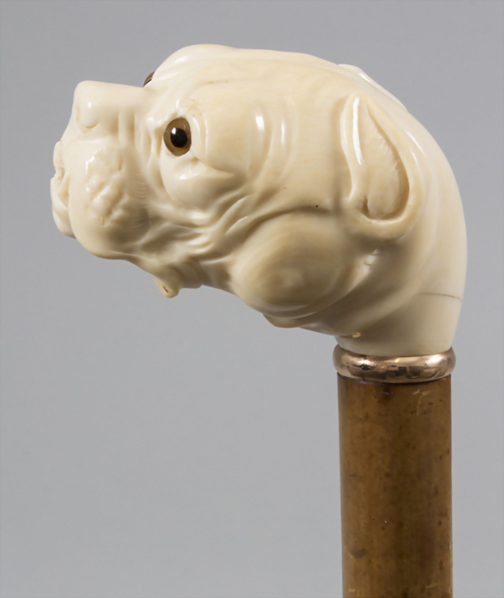 Spazierstock mit Bulldoggenkopf-Griff / A walking stick / cane with a bulldog's head shaped hilt - Image 2 of 5