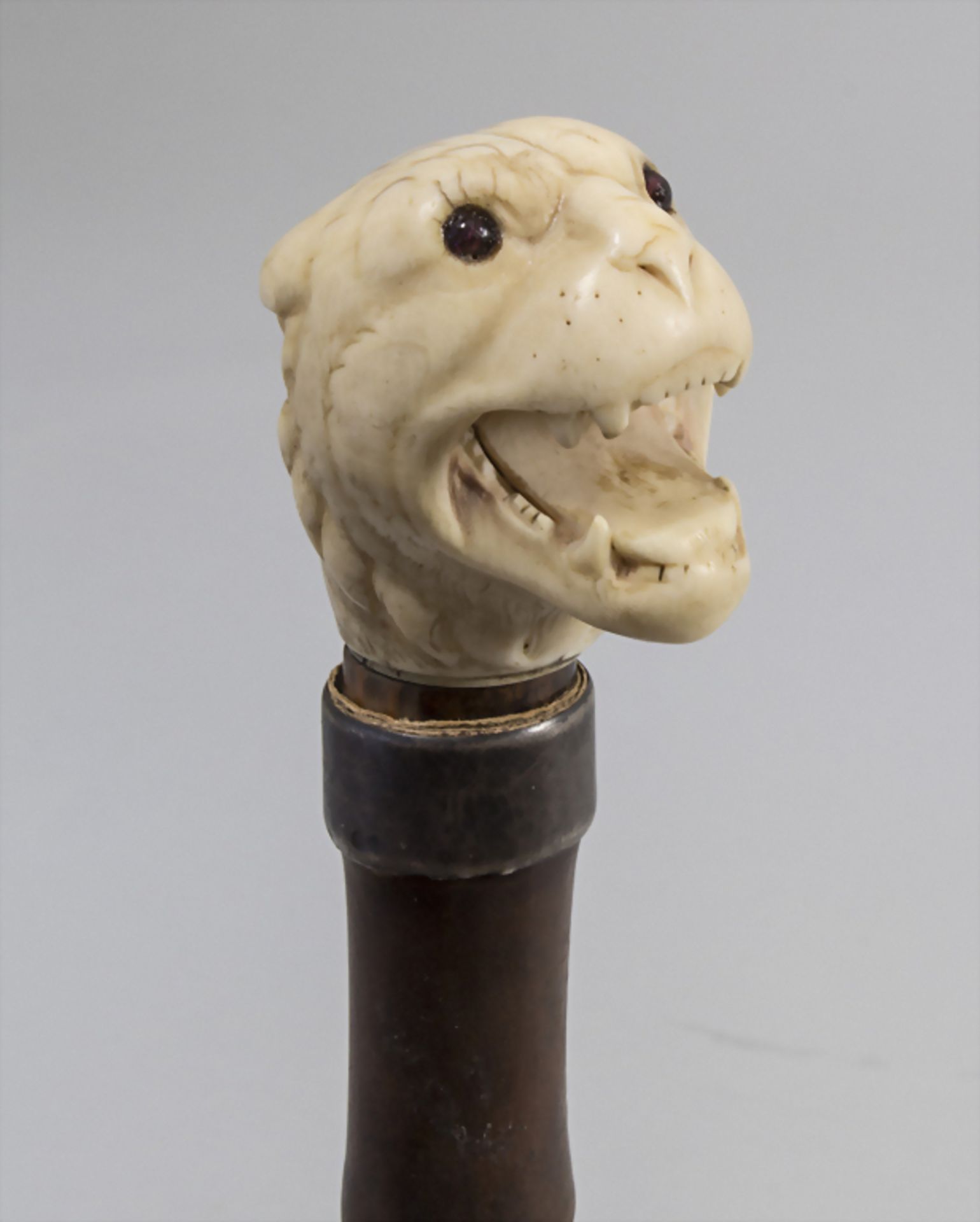 Gehstock mit Elfenbeingriff 'Panther' / A cane with ivory handle 'panther', um 1880Mat