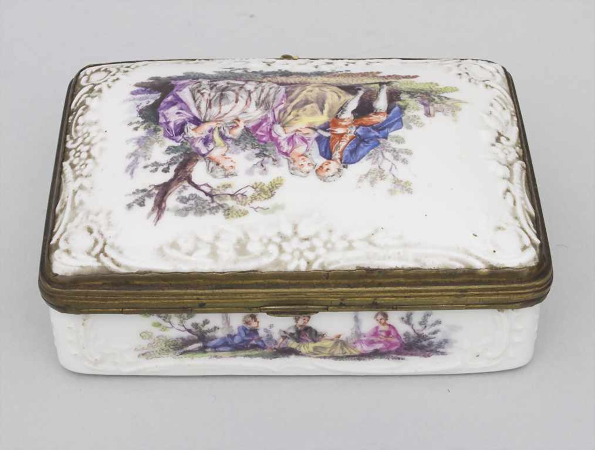 Tabatiere / Schnupftabakdose mit Watteau-Szenen / A snuff box with courting scenes, KPM Berlin, - Bild 5 aus 12