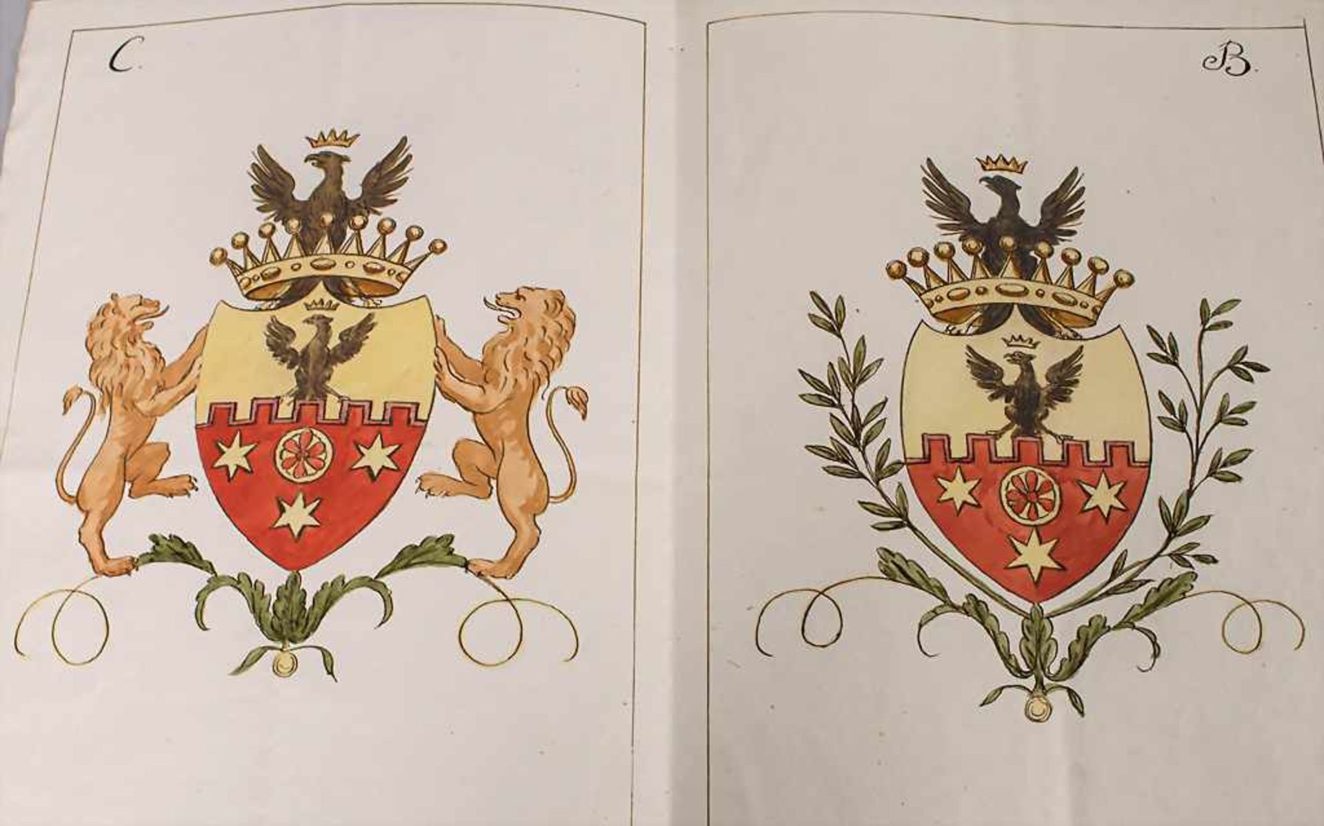 Heraldik: Sammlung 9 Adelswappen / A collection of 9 noble coats of arms, 18. Jh.Techn - Bild 8 aus 8