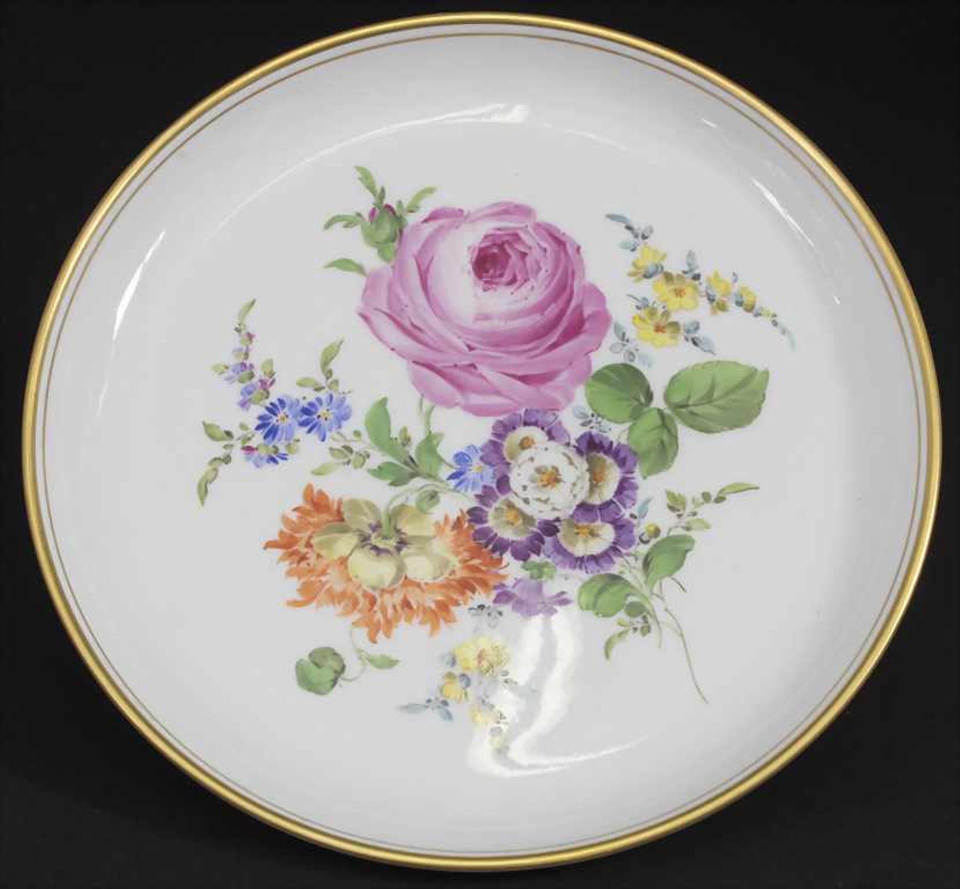 3 Wandteller mit Blumenmalerei / 3 decorative plates with flowers, Meissen, 20. Jh.Mat - Bild 12 aus 14