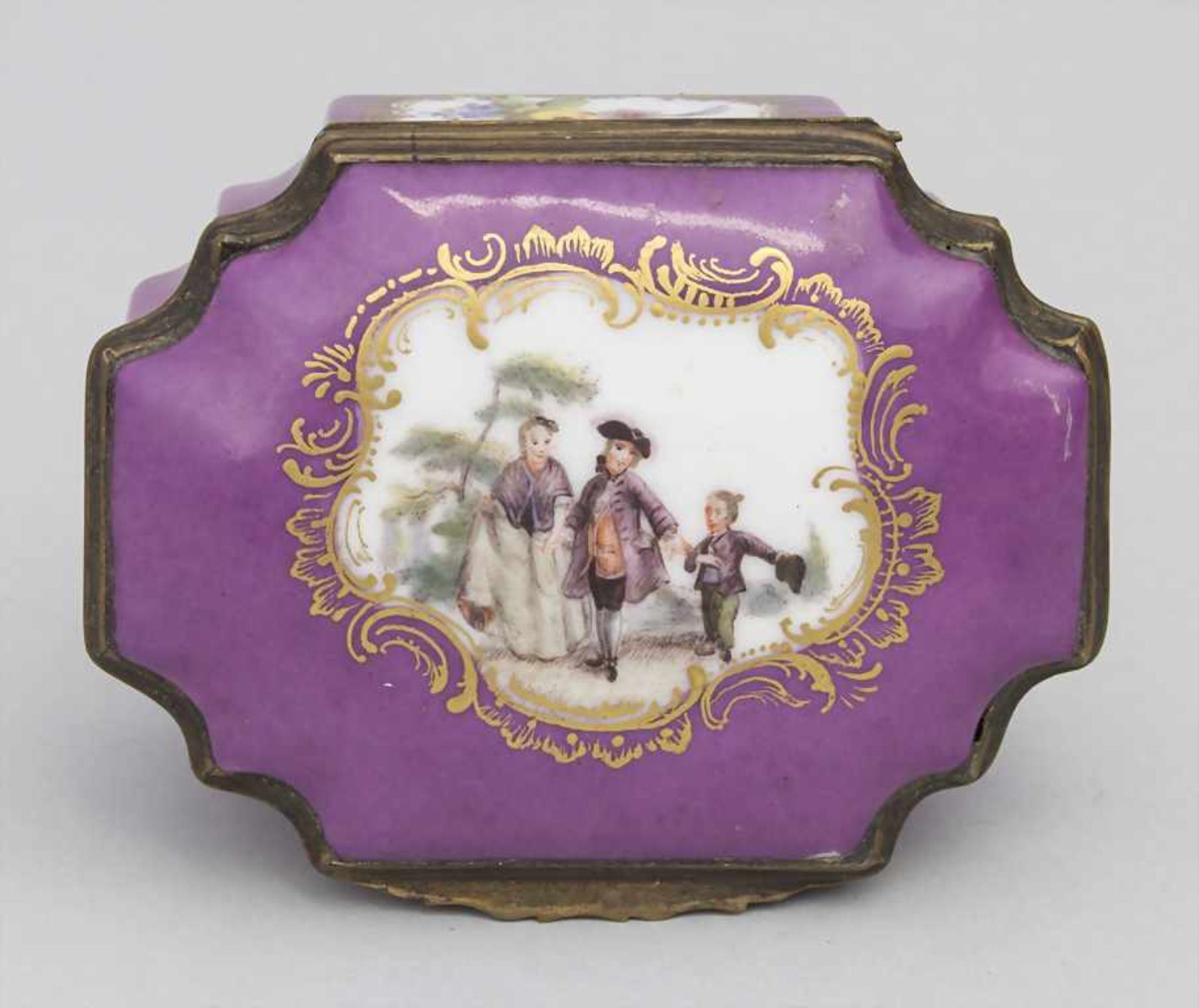 Tabatiere / Schnupftabakdose mit Watteau-Szenen / A snuff box with courting scenes, Höchst, um