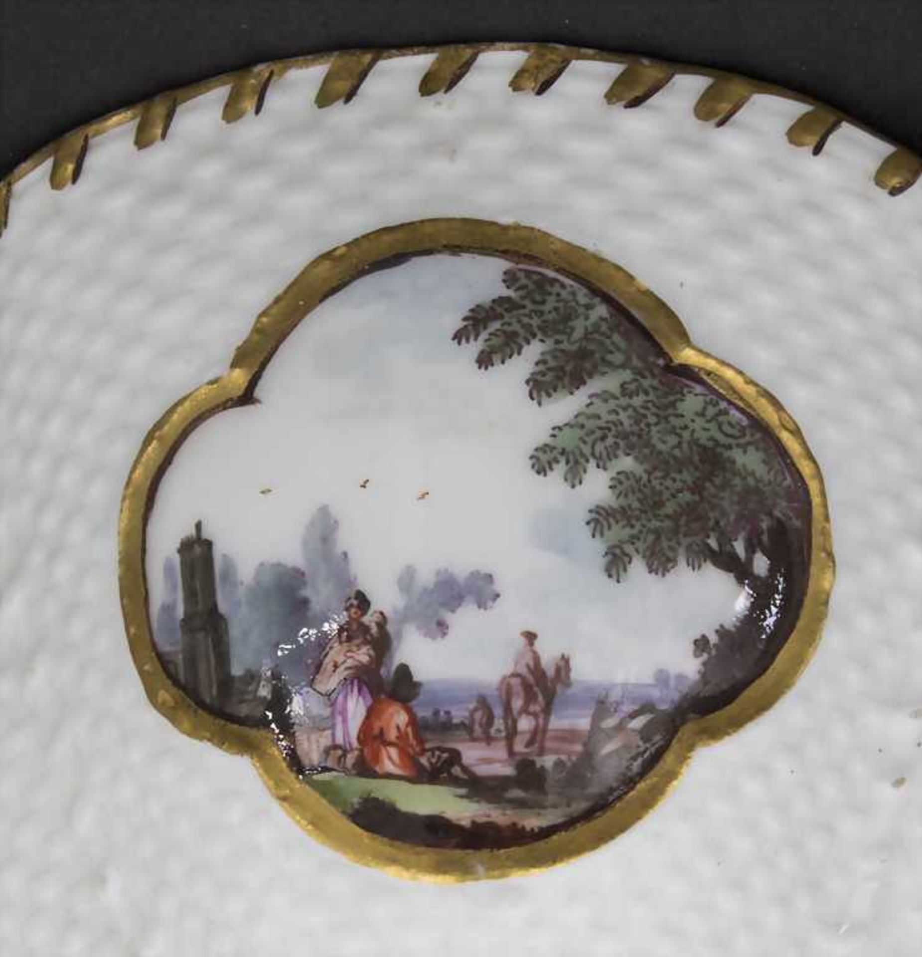 Tasse und Untertasse mit Kauffahrtei- und Landschaftsmalerei / A cup and saucer with harbour and - Bild 13 aus 13