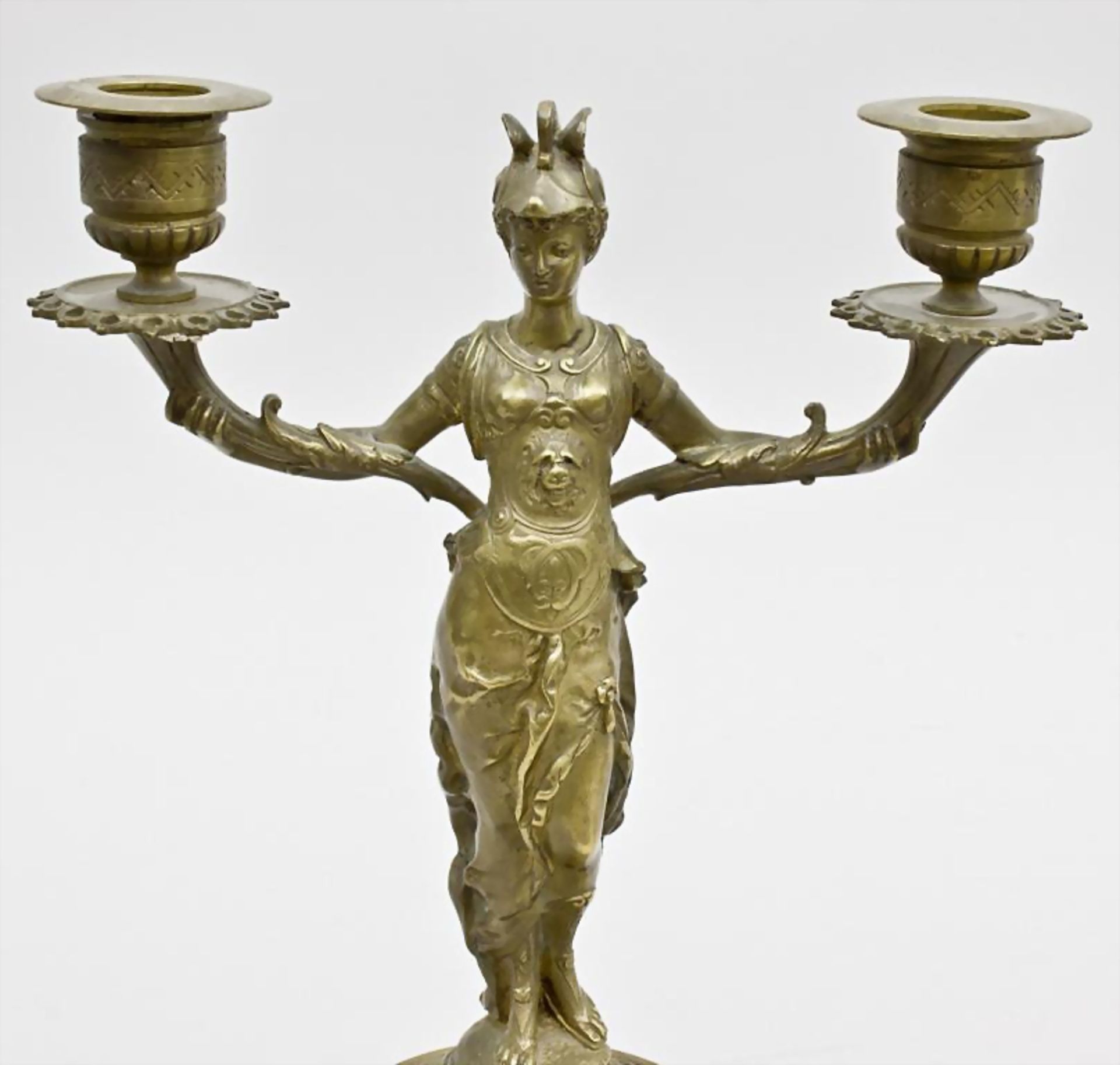 Figürlicher Kerzenleuchter/Figural Bronze Candleholder Depicting A Female Warrior , Frankreich, - Bild 4 aus 5
