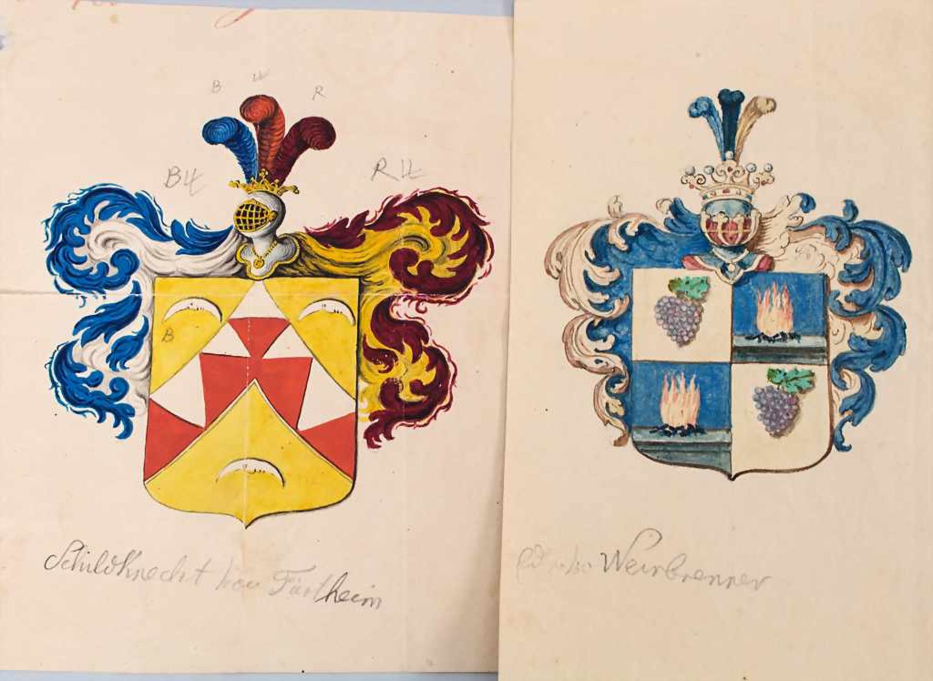 Heraldik: Sammlung 7 Adelswappen / A collection of 7 noble coats of arms, 18. Jh.Techn - Bild 4 aus 4