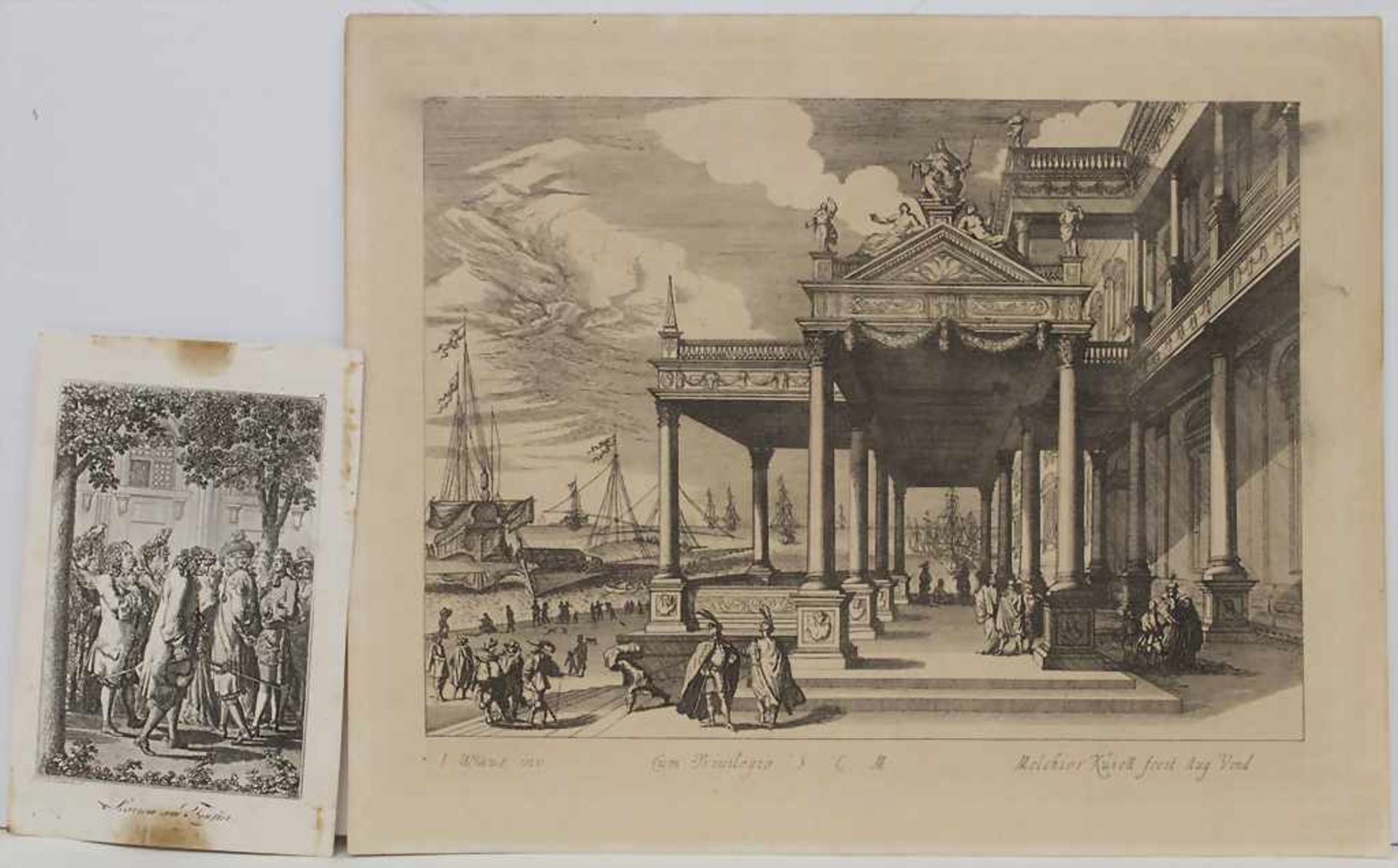 Daniel Nikolaus Chodowiecki (1726-1801) u.a., 'Scarron am Fenster' und 'Hafenszene'Tec