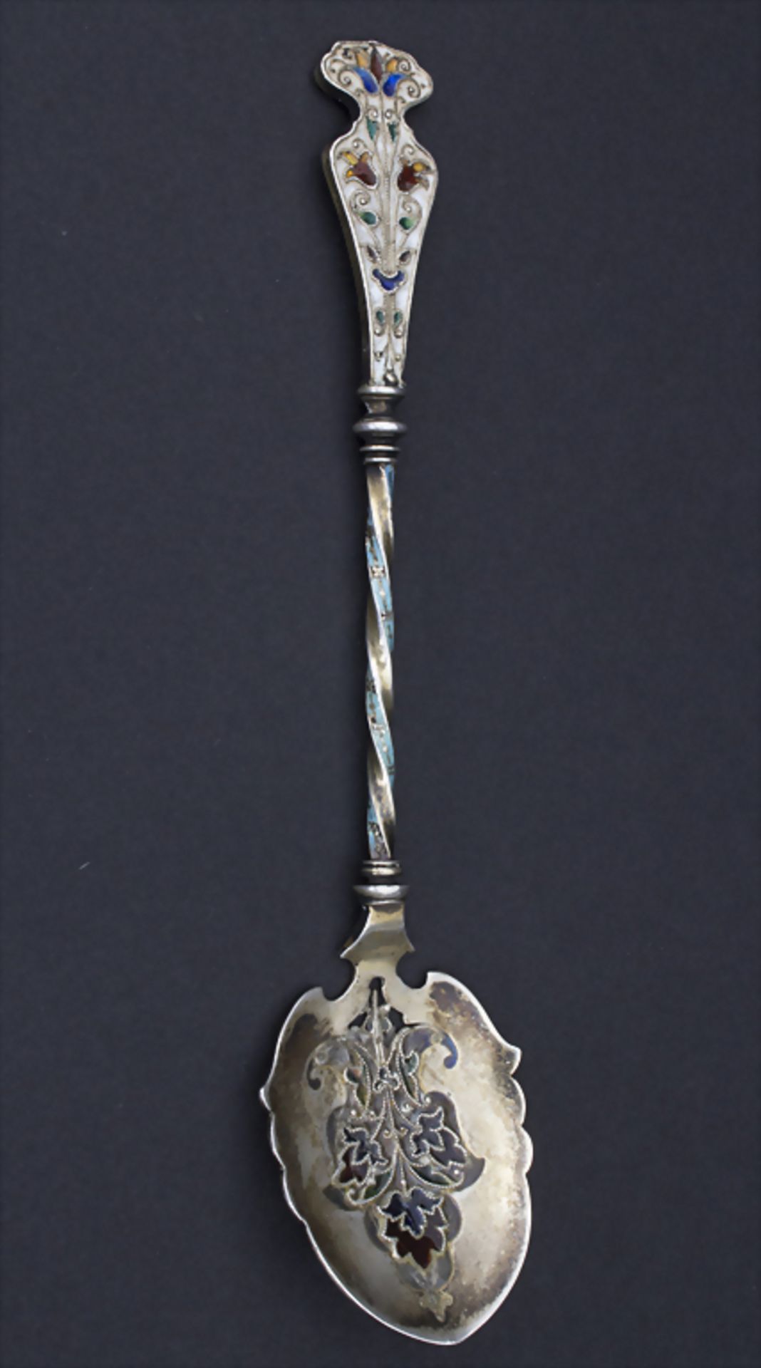 Jugendstil Cloisonné Löffel mit Transluzidemail / An Art Nouveau Cloisonné spoon, Georg Adam
