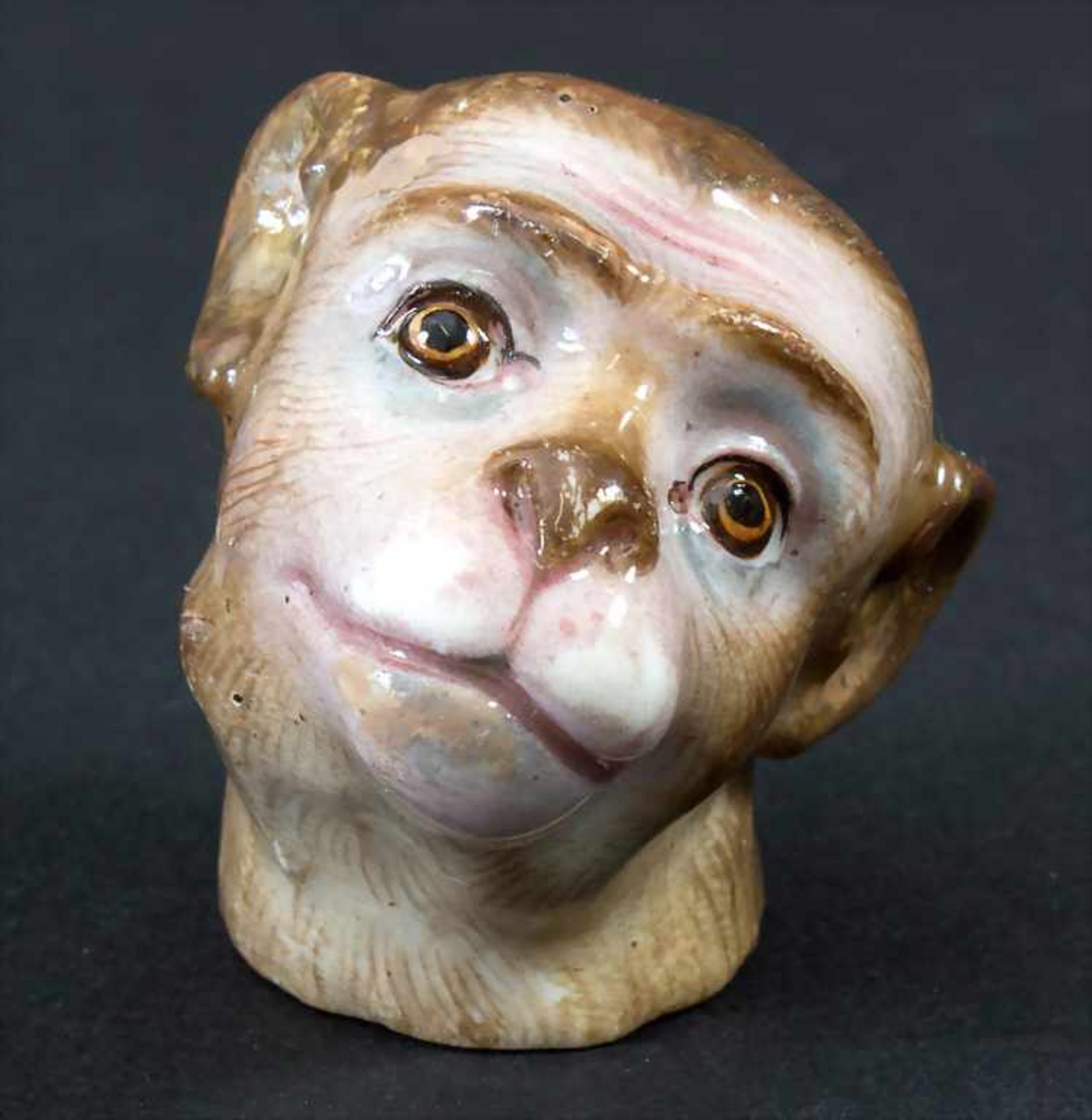 Affenkopf / A monkey's head, Meissen, 19. Jh.Material: Porzellan, glasiert und farbig - Image 2 of 8