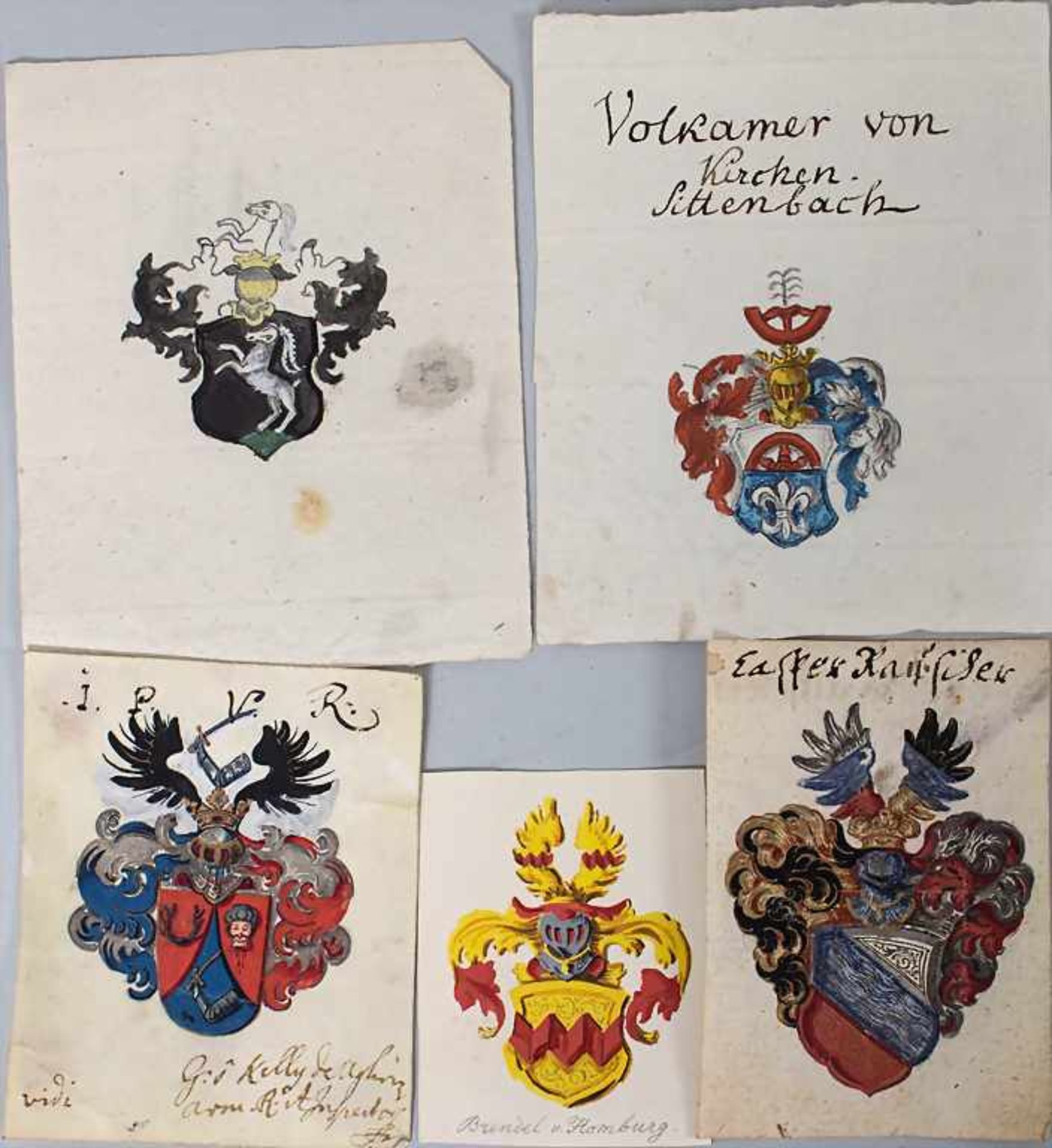 Heraldik: Sammlung 14 Adelswappen / A collection of 14 noble coats of arms, 18. Jh.Tec - Bild 2 aus 4