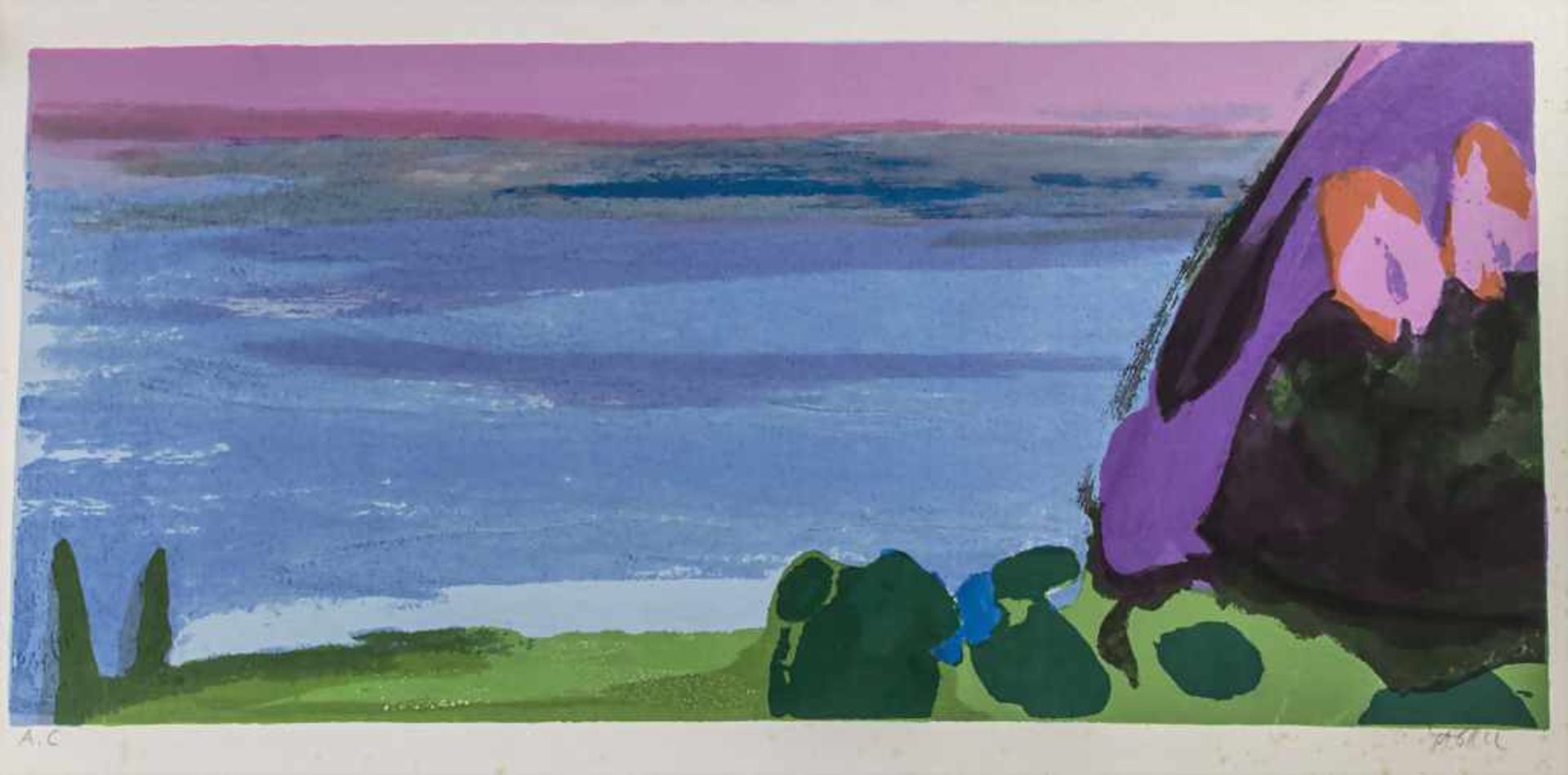 Amos Yaskil (*1935), 'Stilisierte Landschaft' / 'A stylised landscape'Technik: Farblit