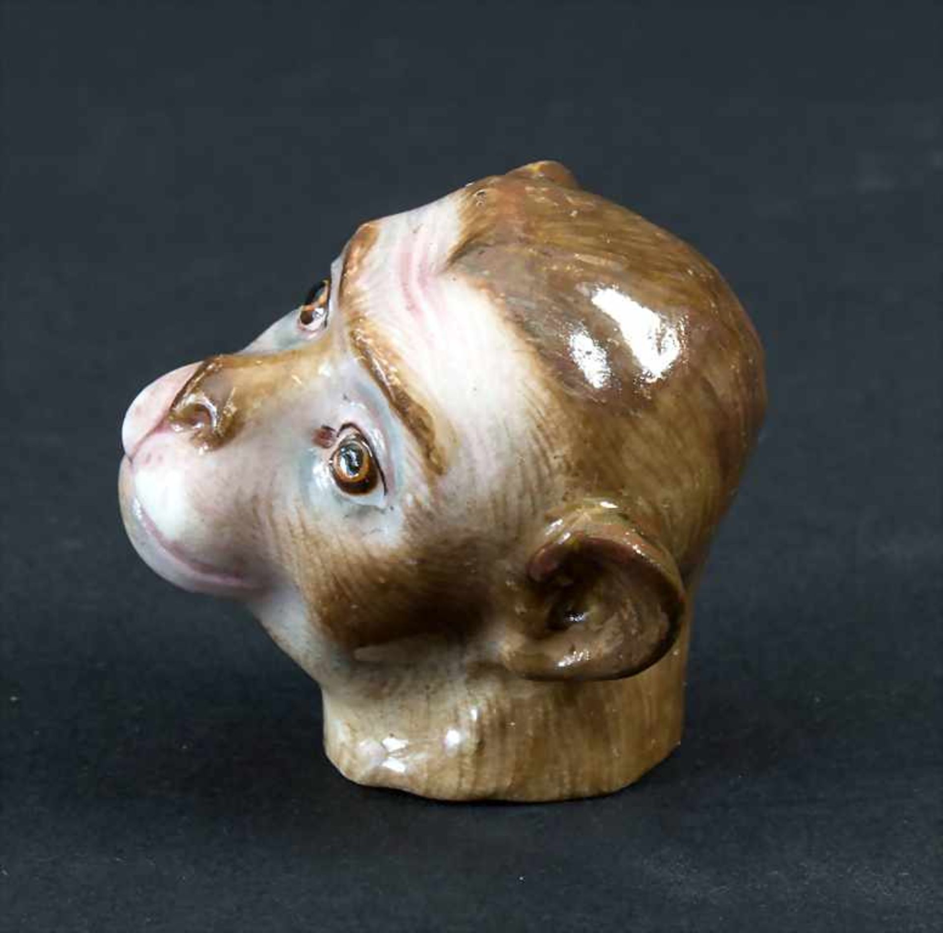 Affenkopf / A monkey's head, Meissen, 19. Jh.Material: Porzellan, glasiert und farbig - Image 3 of 8