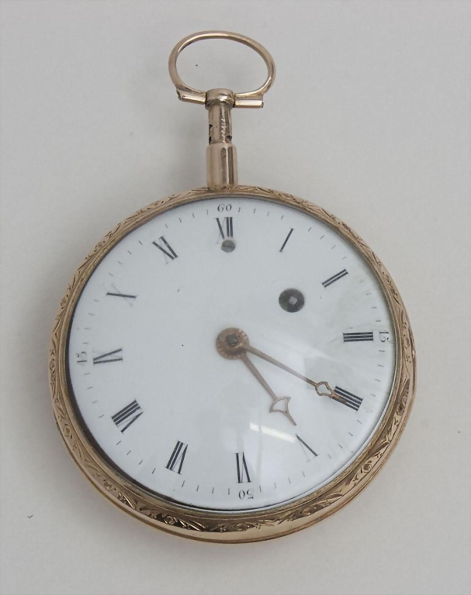 Offene Herrentaschenuhr ¼ Std.-Repetition, Paris, um 1780in 18 Kt 750/000 RG-Gehäuse