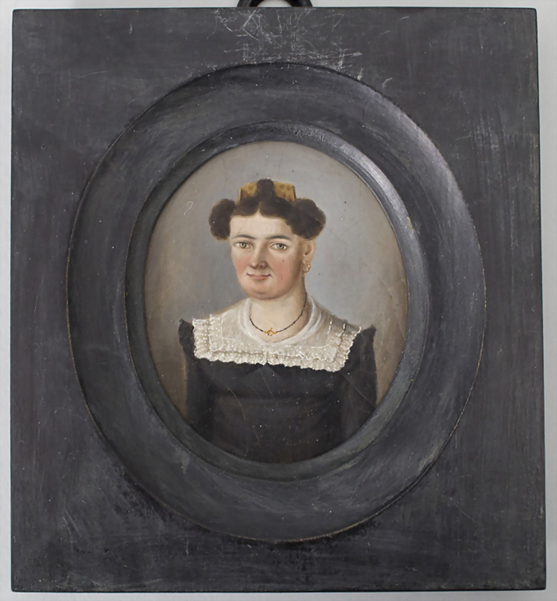 Biedermeier Miniatur Porträt einer bürgerlichen Frau - Bild 2 aus 3
