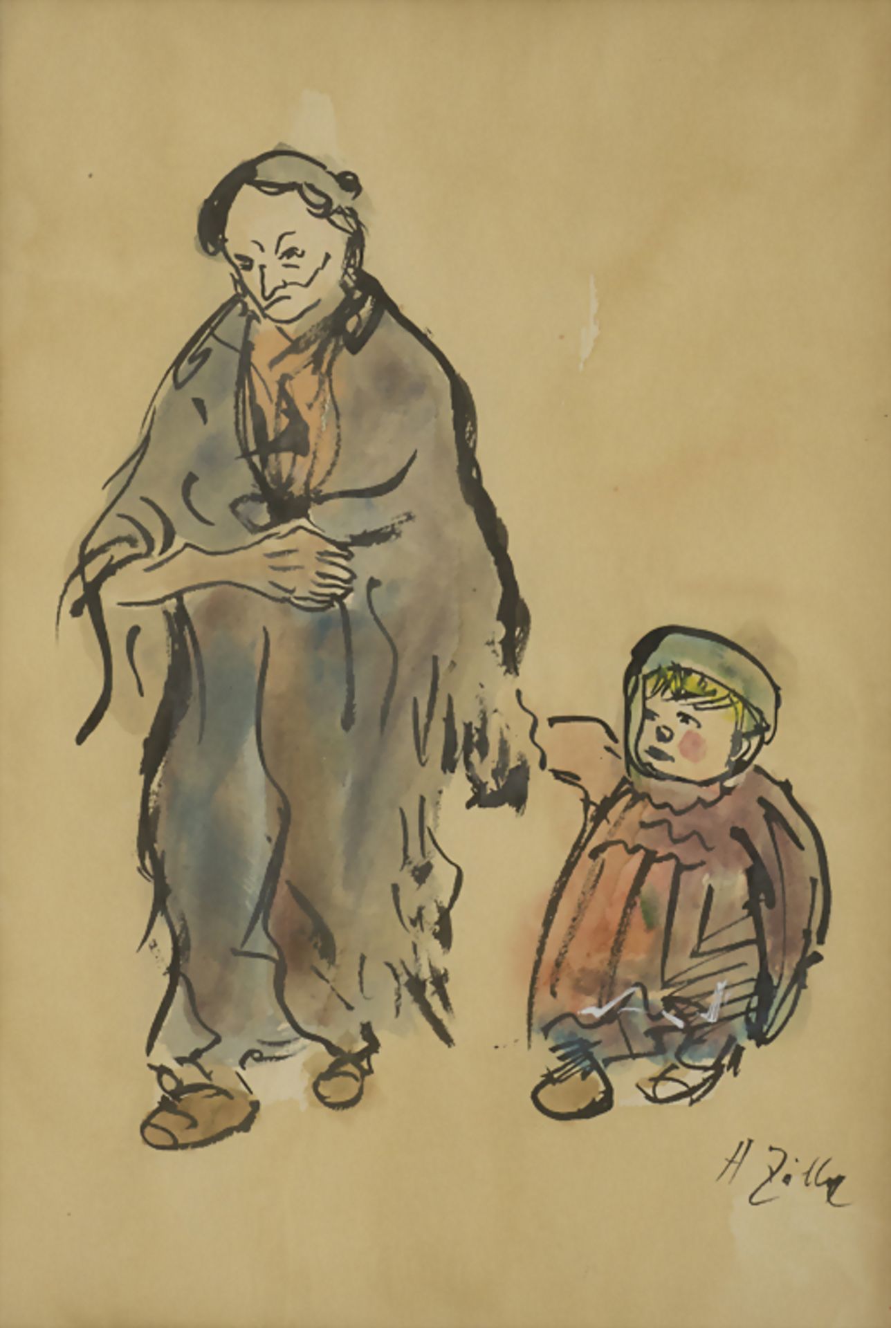 Heinrich Zille (Radeburg 1858-1929 Berlin), 'Großmutter mit Enkel'