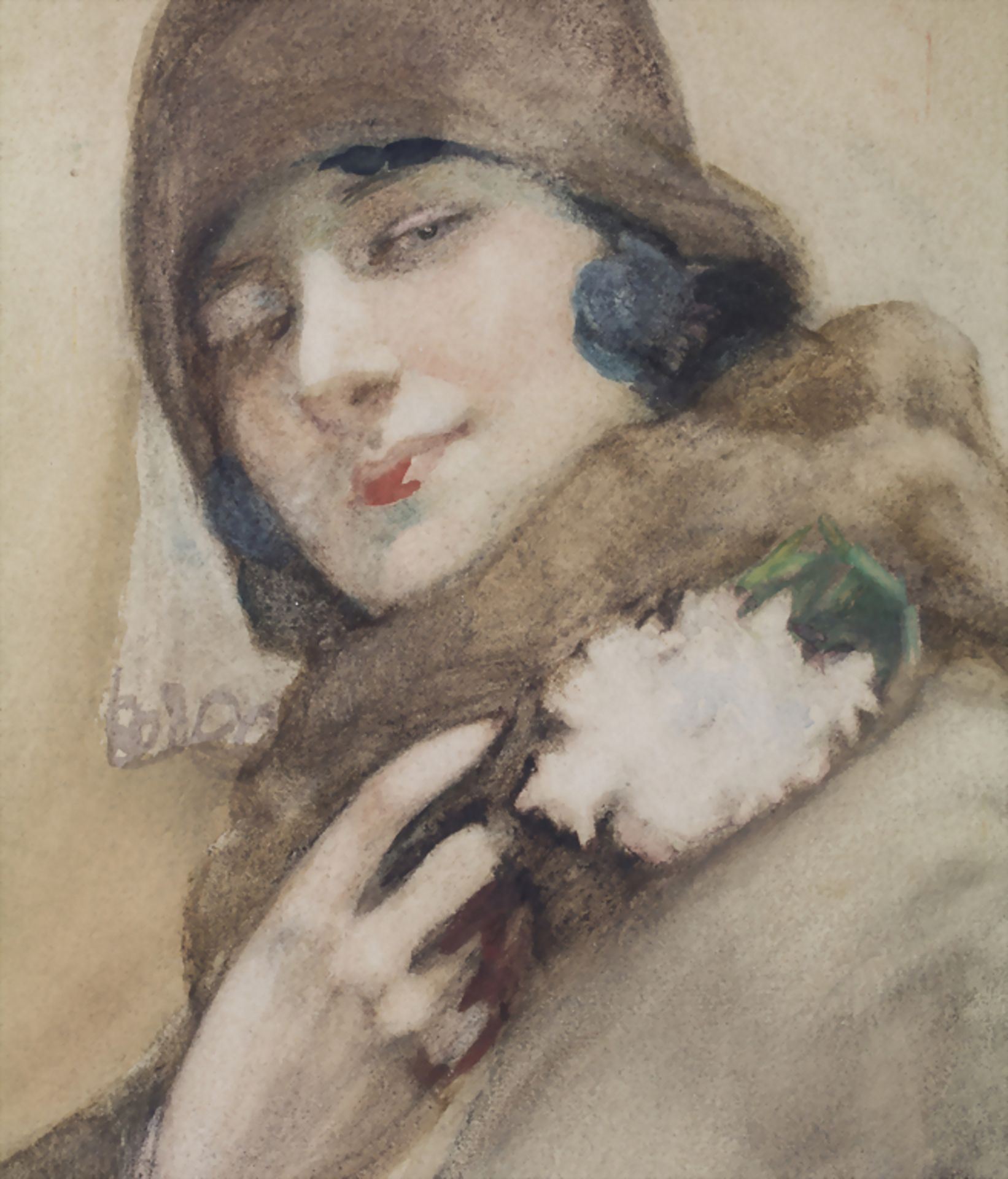Art Déco Porträt einer Dame mit Pelzkragen - Bild 3 aus 4