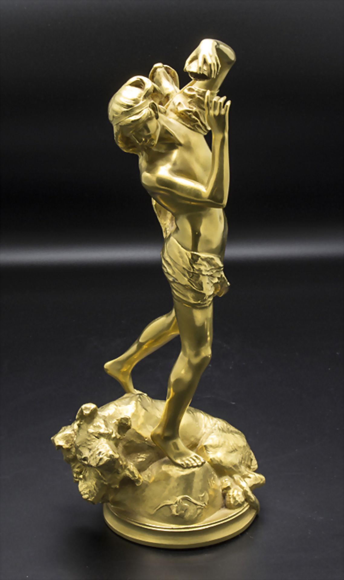 Henri Peinte (Cambrai 1845-1912 Paris), mythologische Jugendstil Bronze 'Orpheus und Cerberus'