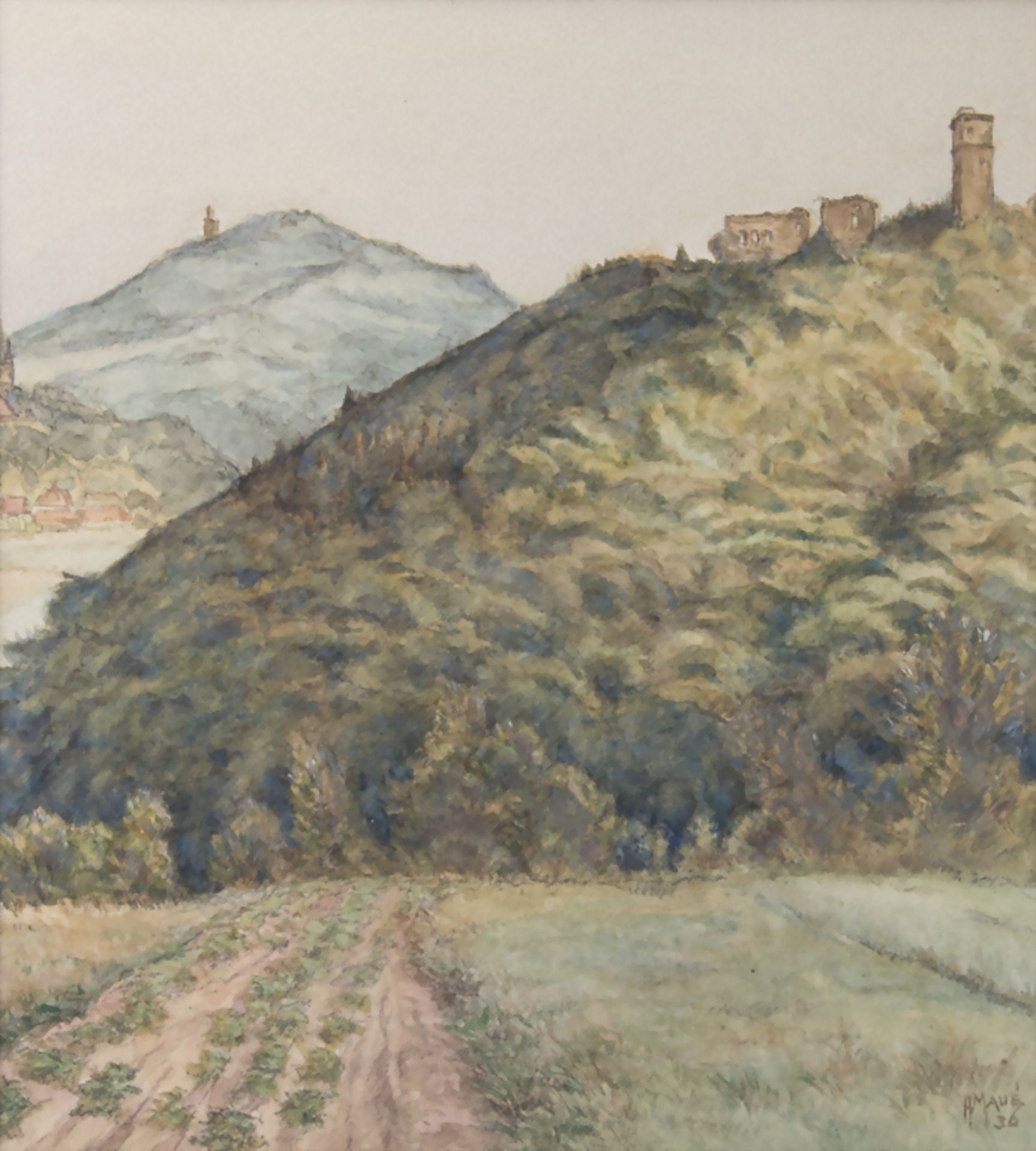 Hermann MAUÉ (1884-?), 'Hügelige Landschaften mit Bauten' - Bild 3 aus 5