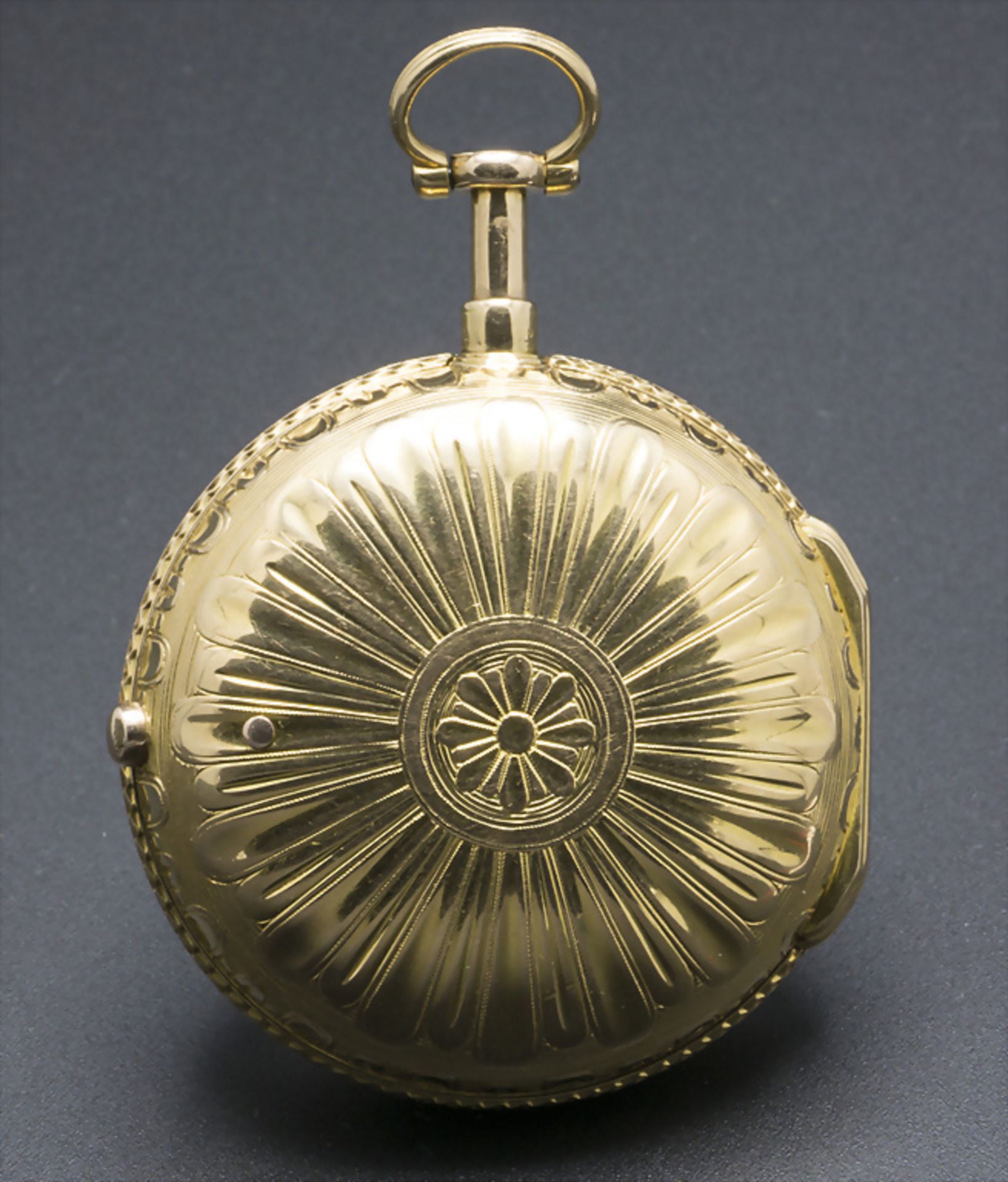 Offene Taschenuhr mit 1/4 Std. Repetition / An 18k gold pocket watch 1/4 quarter repeater, ... - Image 3 of 8
