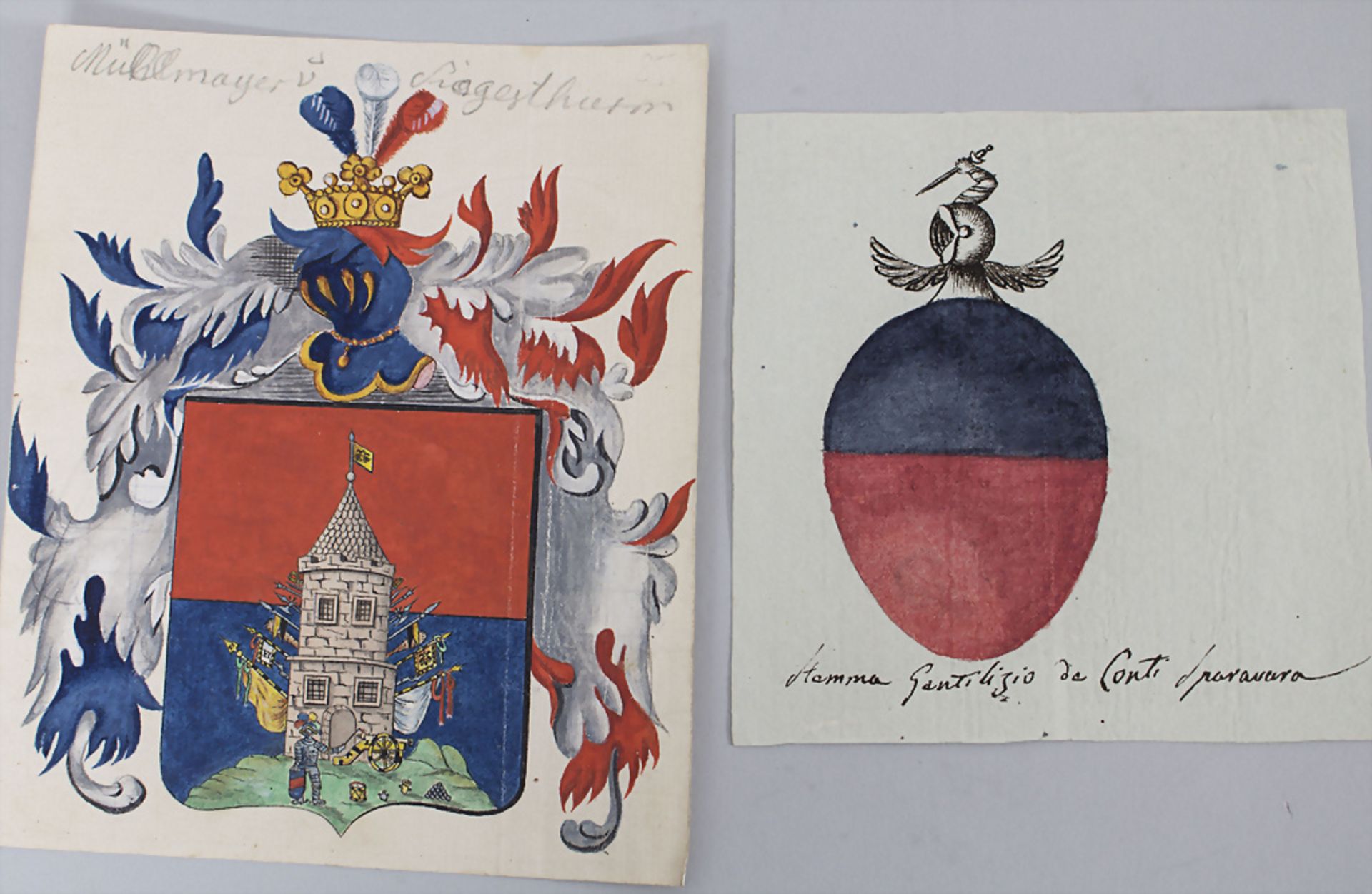 Heraldik: Sammlung 6 Adelswappen / A collection of 6 noble coats of arms, 18. Jh. - Image 4 of 5