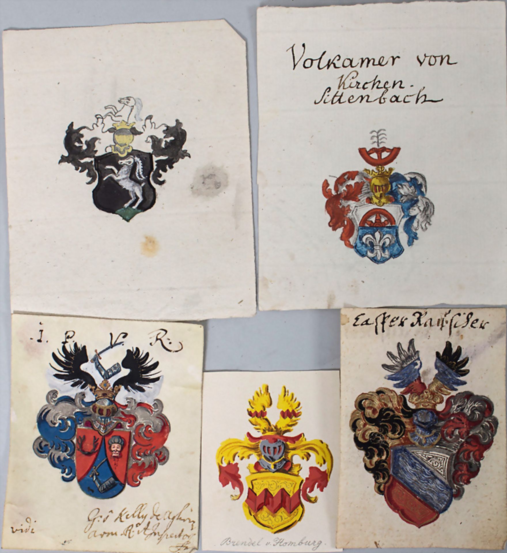Heraldik: Sammlung 14 Adelswappen / A collection of 14 noble coats of arms, 18. Jh. - Bild 2 aus 4
