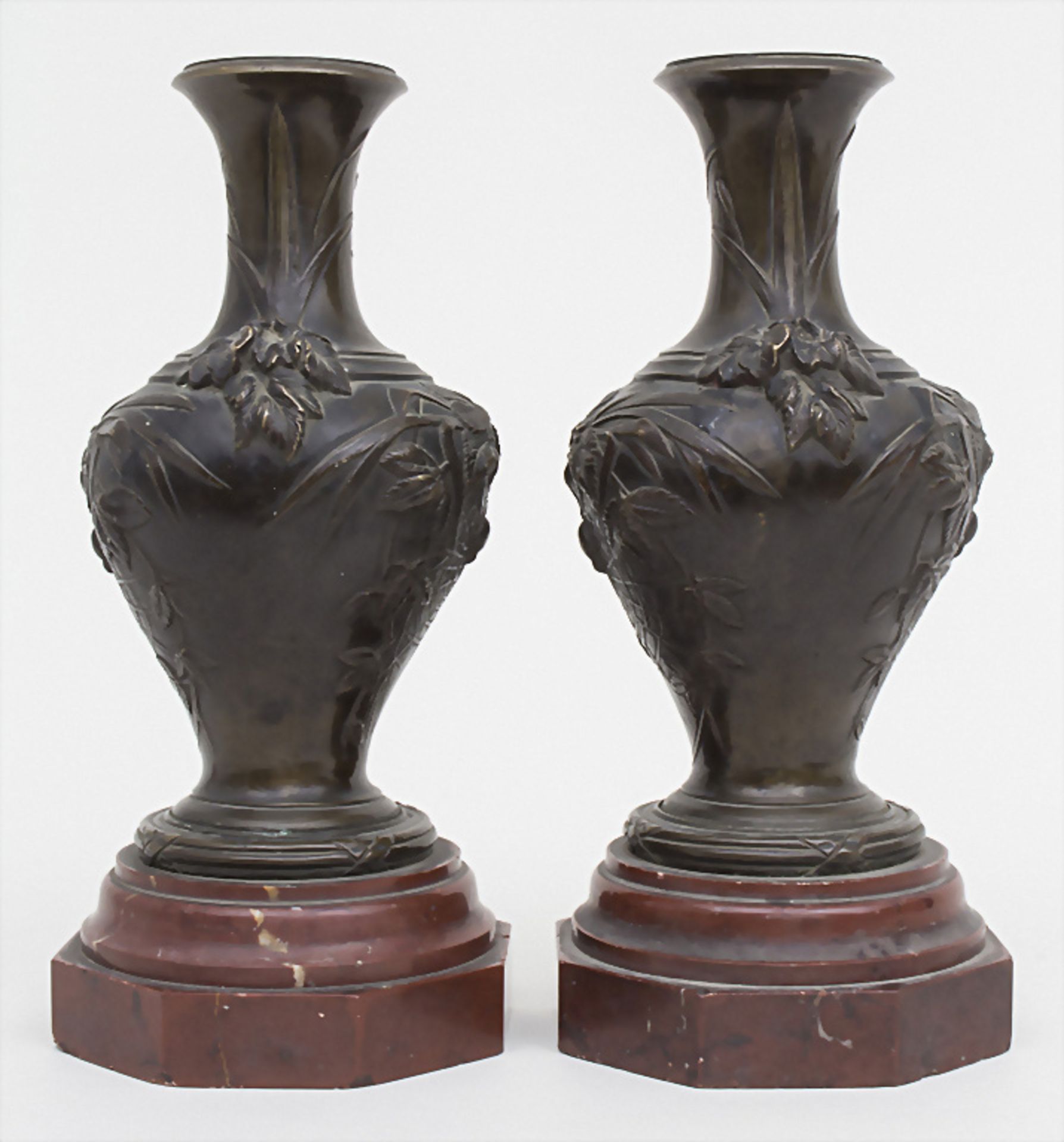 Paar Jugendstil Bronze Vasen mit Spinne und Spinnennetz / A pair of Art Nouveau bronze vases ... - Image 3 of 6