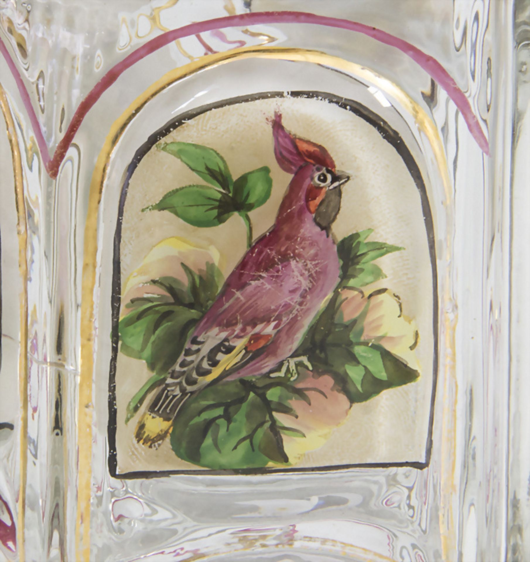 Glaskrug mit Figuren, Rosen und Vögeln / A glass jug with figures, birds and roses - Image 5 of 5